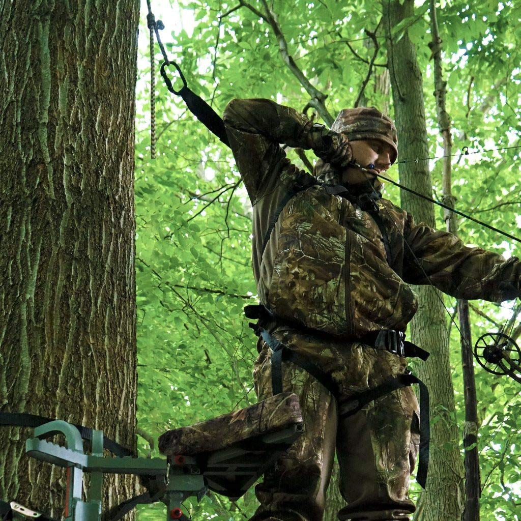 ZOOK Tree Tether 1.0 - Adjustable Safety Harness for Hunting & Tree Climbing | Fall Protection Gear for Tree Stands | Heavy Duty Tree Strap with Carabiner | Perfect for Outdoor Adventures, Hunting Safety & Arborist Work