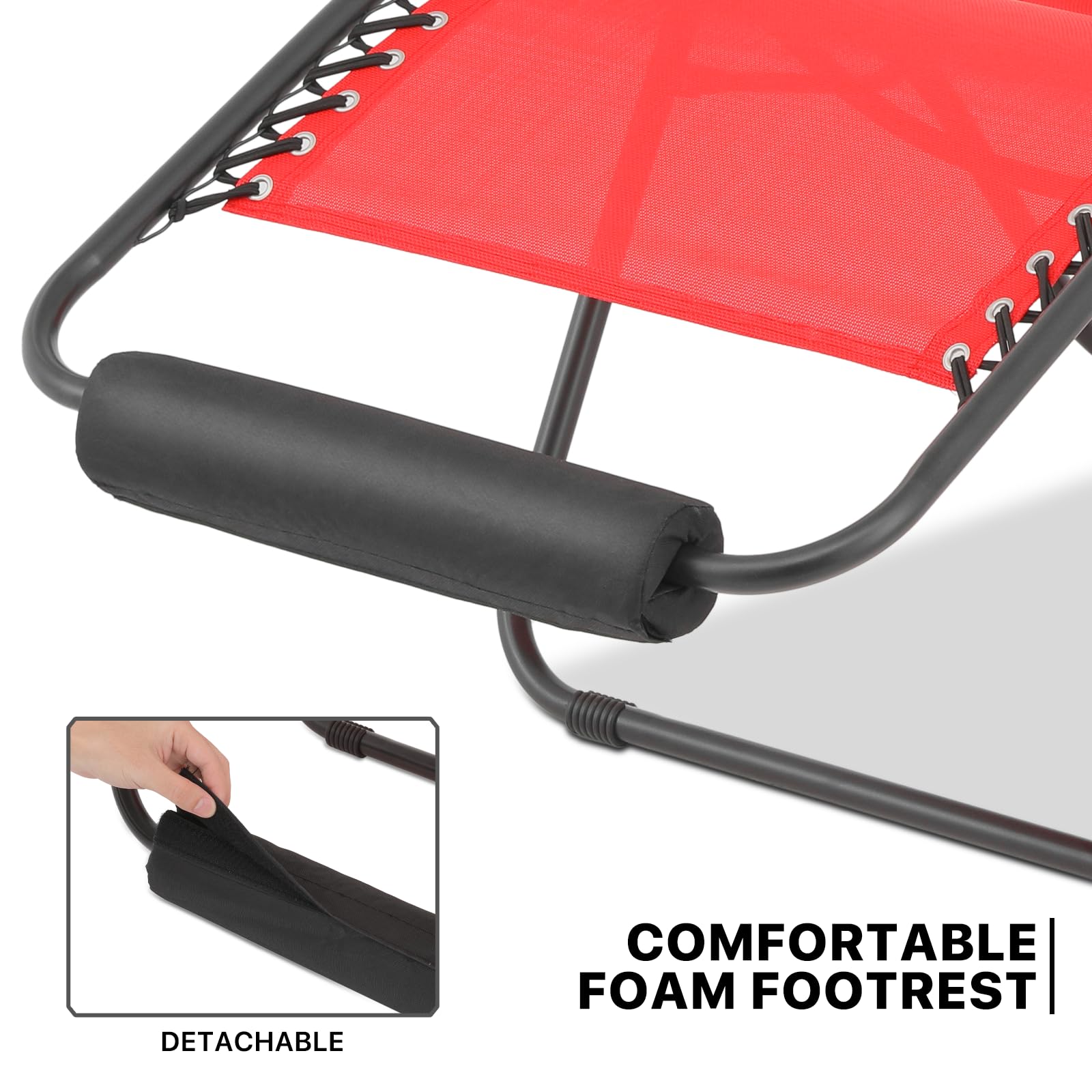 **MoNiBloom Zero Gravity Chairs Set of 2 – Patio Anti-Gravity Recliner with Canopy Shade, Foldable Outdoor Lounger with Cup Holder & Tray – Adjustable Headrest & Footrest – Perfect for Beach, Camping, Backyard & Poolside Relaxation (Red)**