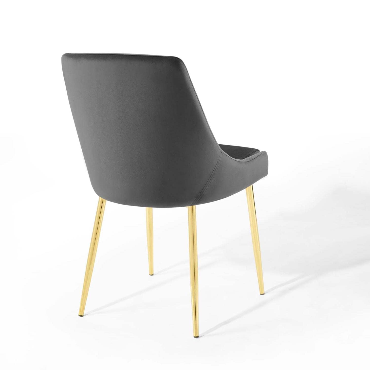 Modway Viscount Performance Velvet Dining Chairs - Set of 2, Gold Charcoal Upholstered Side Chairs for Kitchen, Dining Room & Home Decor