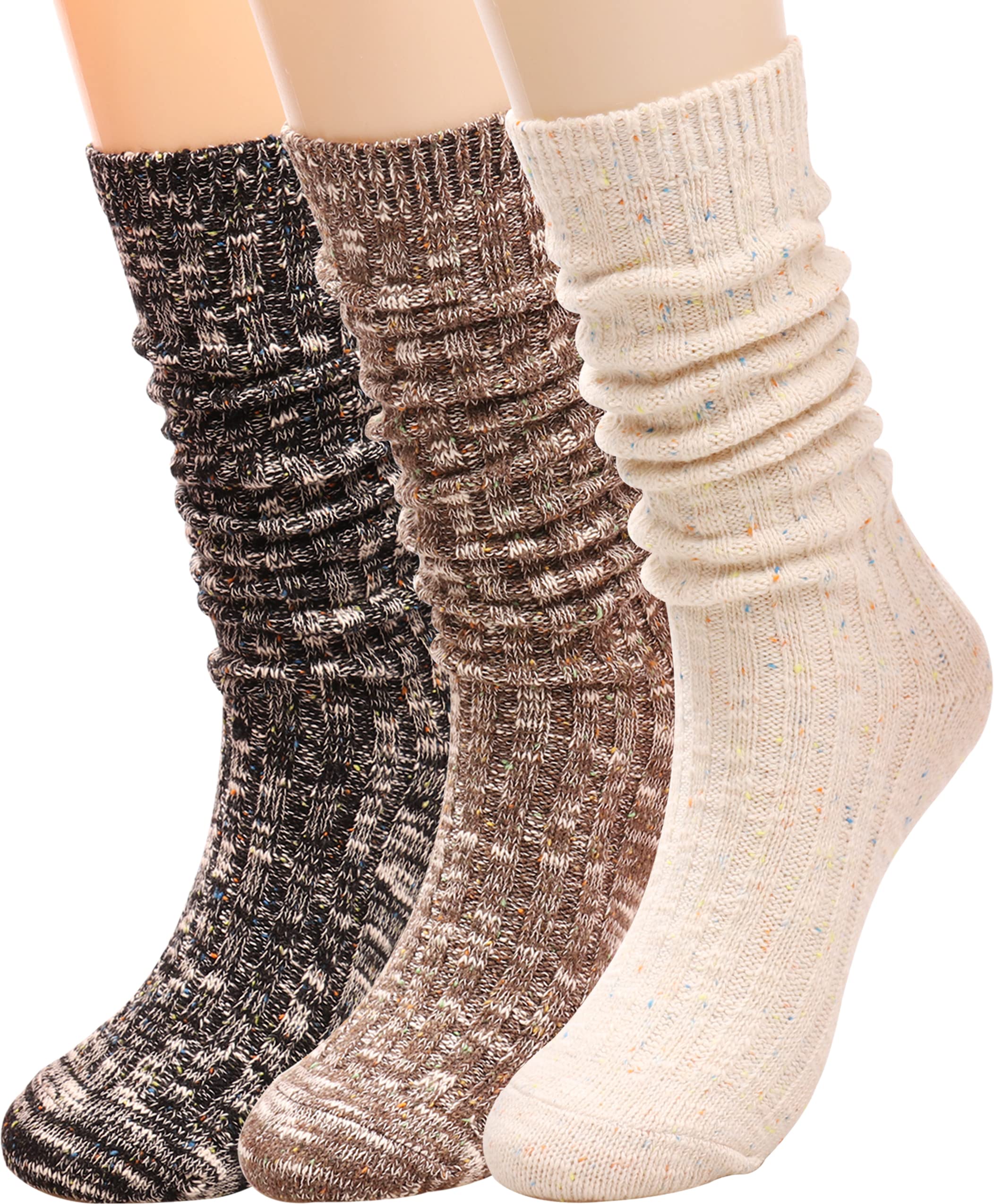 TINTAO Women's Cotton Knit Crew Socks - Warm Wool Slouch Socks for Women (Size 5-10) - Perfect for Winter, Home, Office & Gift Giving #W502