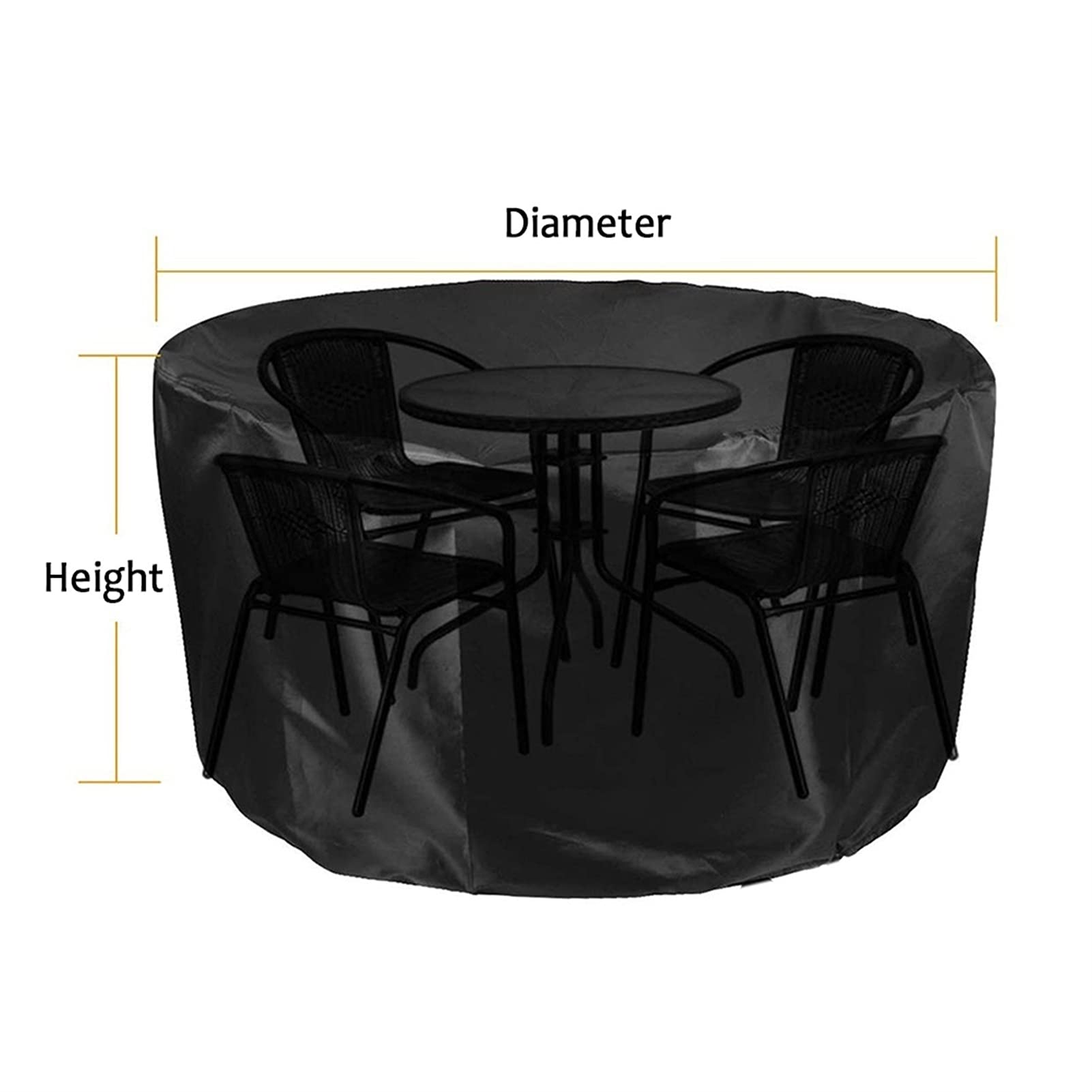 **ZWYGXL Black Round Waterproof Garden Furniture Cover - Tear Resistant, Windproof Outdoor Chair & Sofa Protector for Patio, Terrace, Table (300x110cm) - Perfect for Rain, Snow & UV Protection**