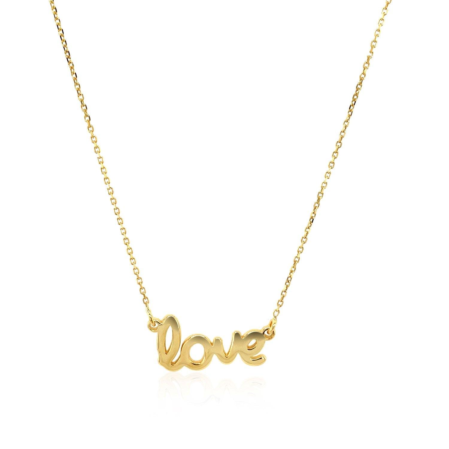 14K Yellow Gold Script LOVE Necklace for Women - Elegant Dainty Layering Necklace, Perfect Gift for Valentine's Day, Anniversary & Everyday Wear