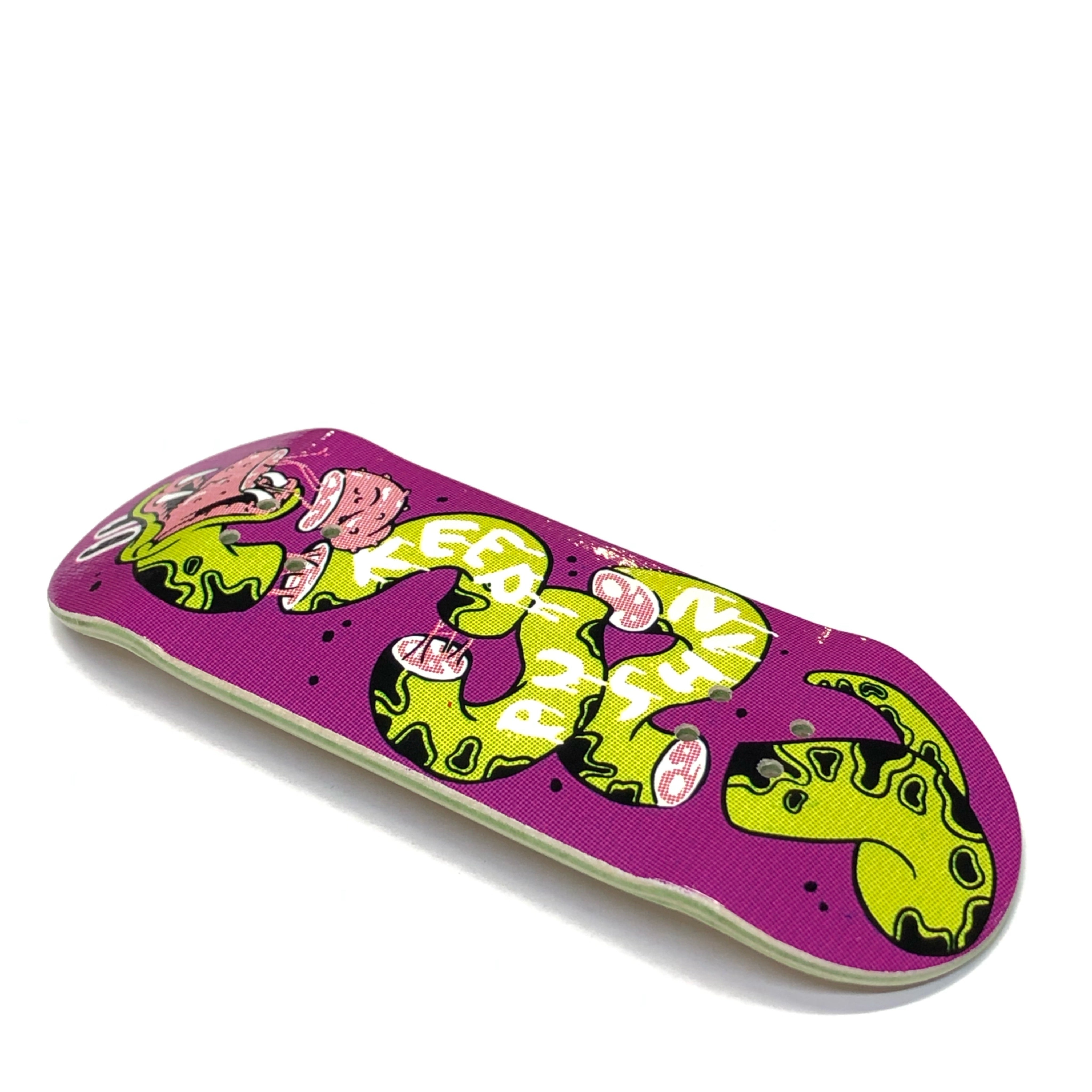 Chems Fingerboard Deck - Purple Keep Pushing | Professional Skateboard Training Tool for Tricks & Practice | Perfect for Indoor Skateboarding & Skill Development
