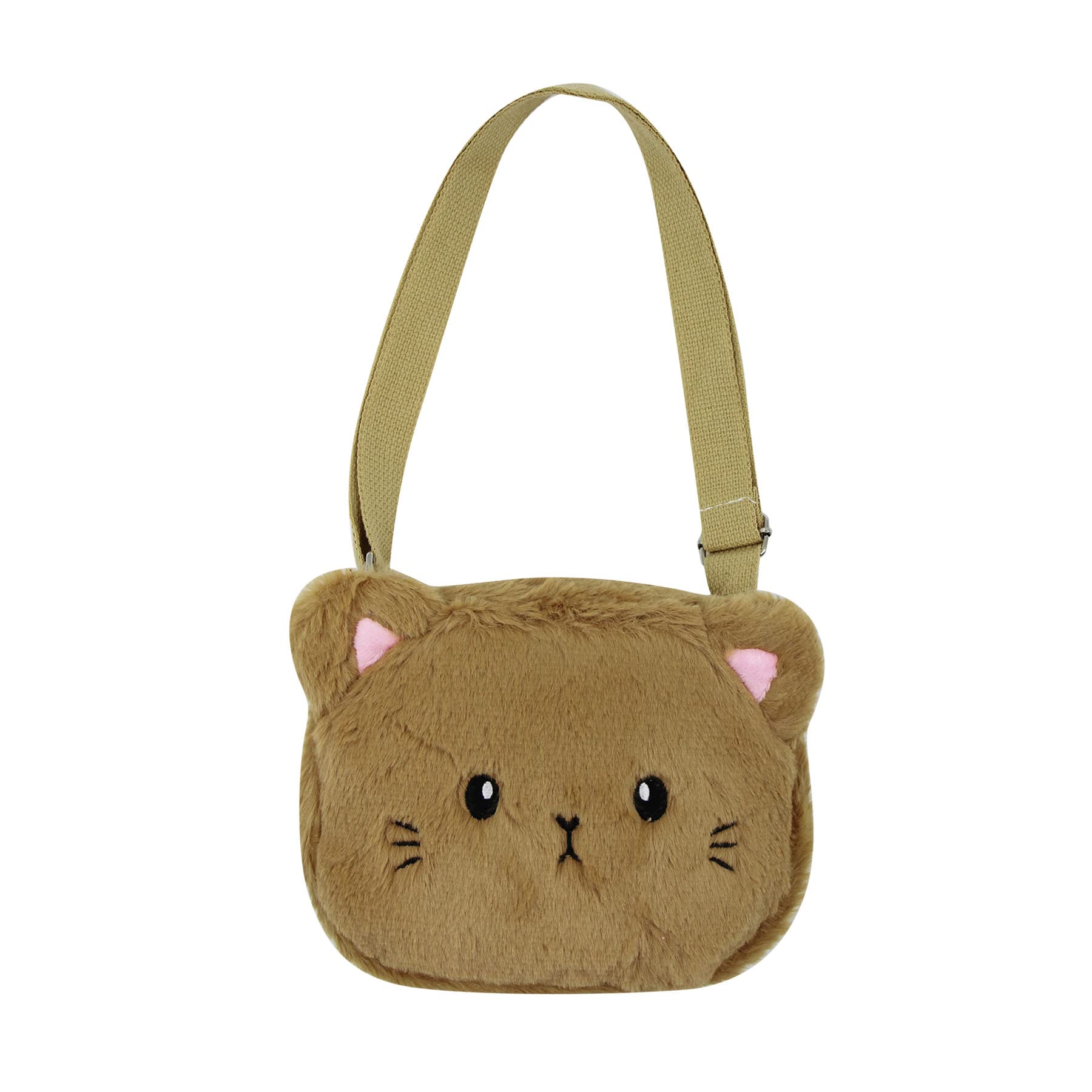 Adorable Pink Fluffy Cat Crossbody Purse - Small Plush Shoulder Bag for Women | Kawaii Animal Messenger Satchel | Perfect for Casual Outings, Cosplay & Anime Conventions