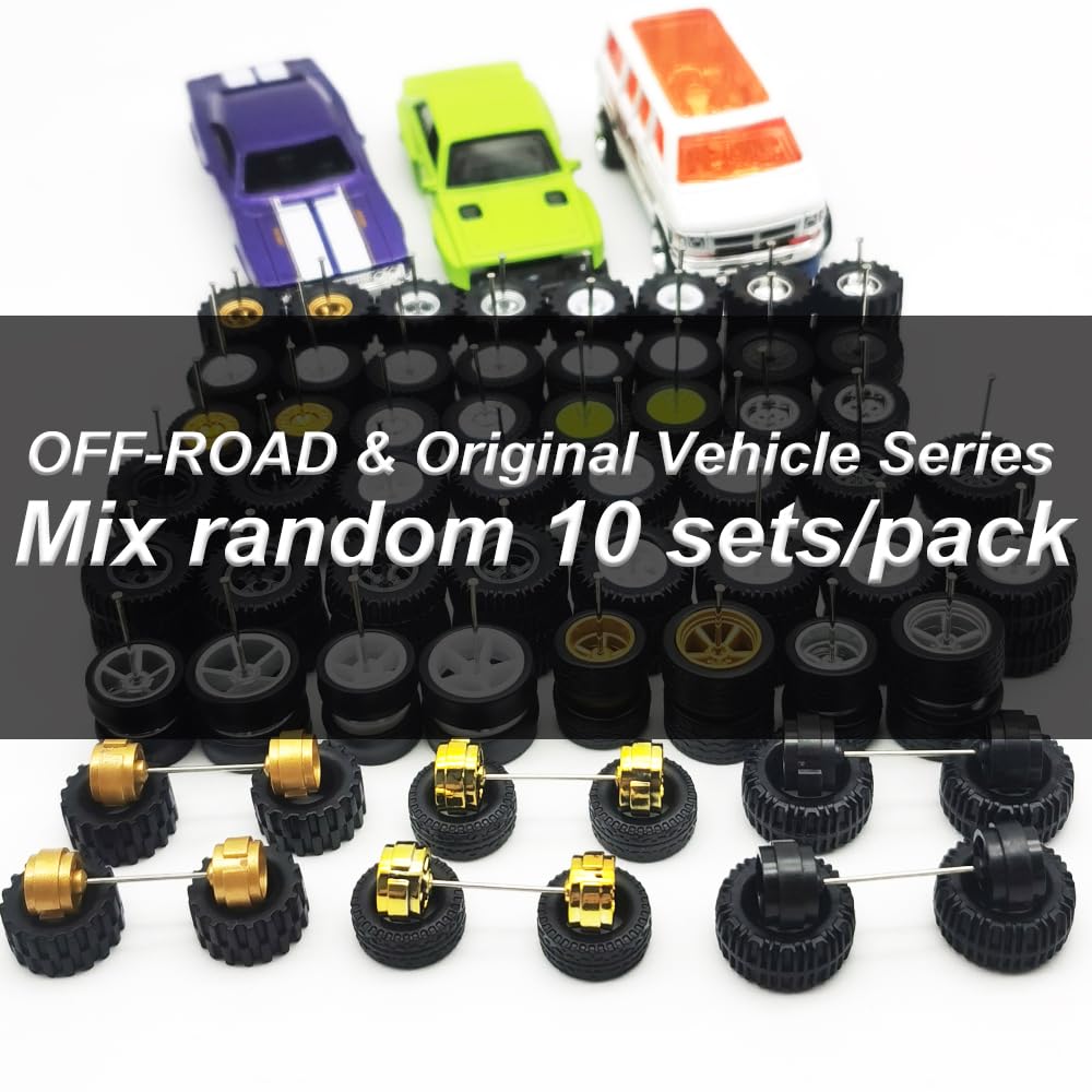 1/64 Scale Mixed 10-Piece Off-Road Wheels & Tires Set - Compatible with RC Cars, Model Trucks & Diecast Vehicles - Perfect for Crawling, Racing & Custom Builds