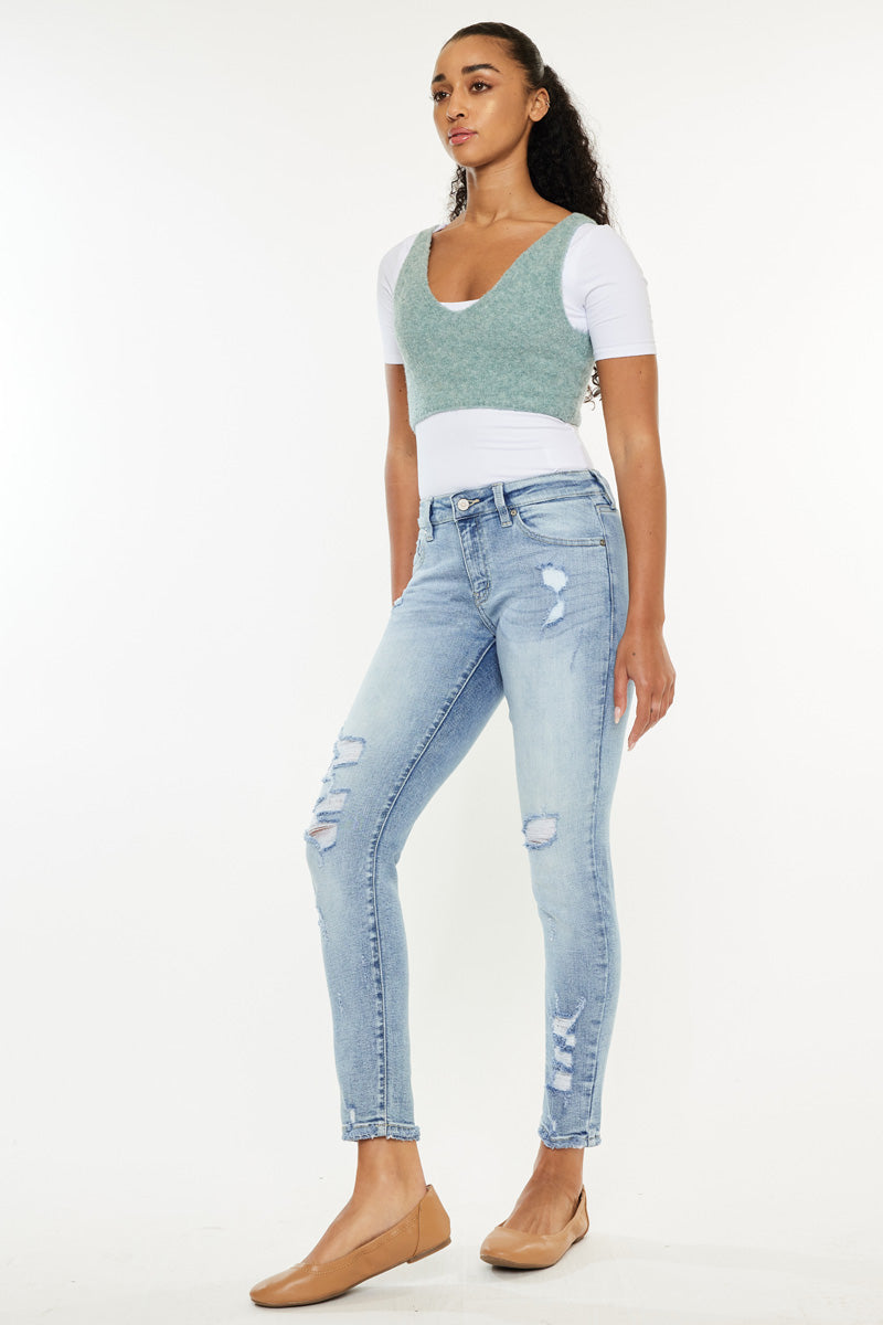 Kaleigh Mid Rise Ankle Skinny Jeans for Women - Stretchy Slim Fit Denim Pants - Casual & Comfortable Everyday Wear for Work, Dating, and Travel