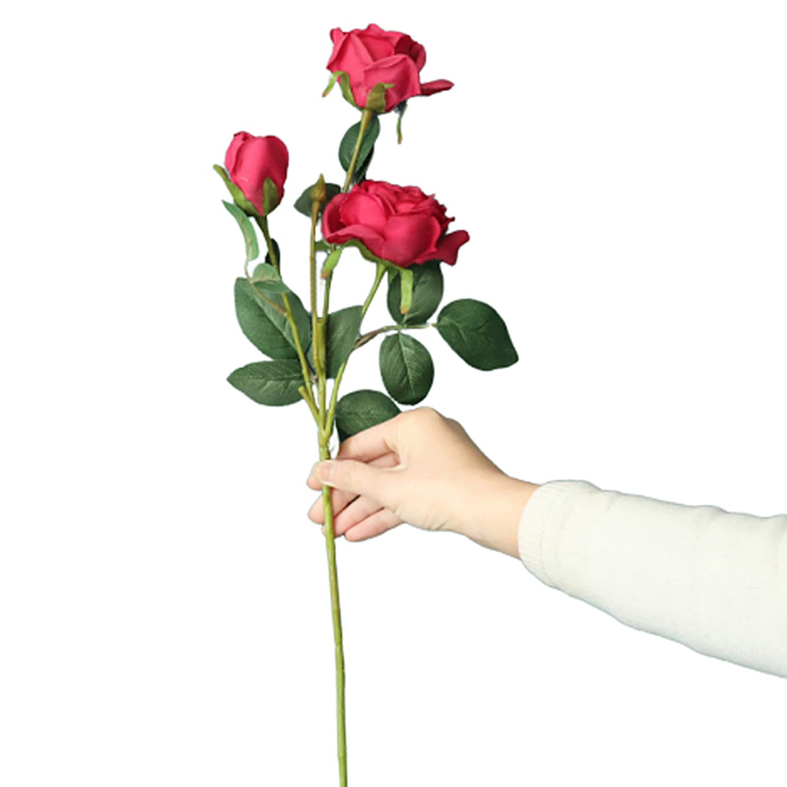 JESEBROD Artificial Rose Flower - 1Pc Realistic Fake Rose Plant for DIY Floral Arrangements, Home Decor, Wedding Centerpieces, Garden Party Decorations (Rose Red) - Perfect for Table Settings, Gift Wrapping, and Indoor/Outdoor Decoration