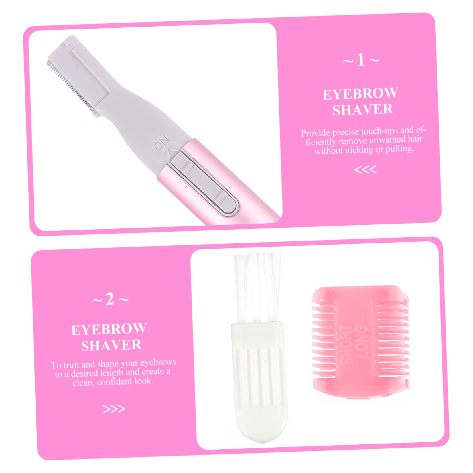 FOMIYES 2-Pack Electric Eyebrow Trimmer & Facial Hair Shaver - Rechargeable Eyebrow Razor for Women, Bikini & Armpit Hair Removal - Portable Body Groomer with Aluminum Housing (Pink) | Perfect for Travel, Home & Salon Use