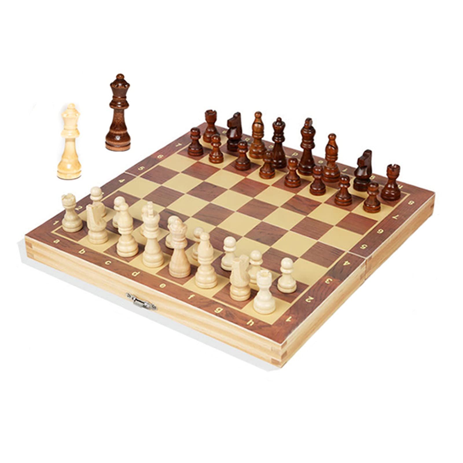Premium Folding Magnetic Wooden Chess Set - 34cm Large Board with 34 Chess Pieces & Interior Storage | Portable Travel Chess Game for Kids & Adults | Perfect for Home, Office, Travel & Gifts