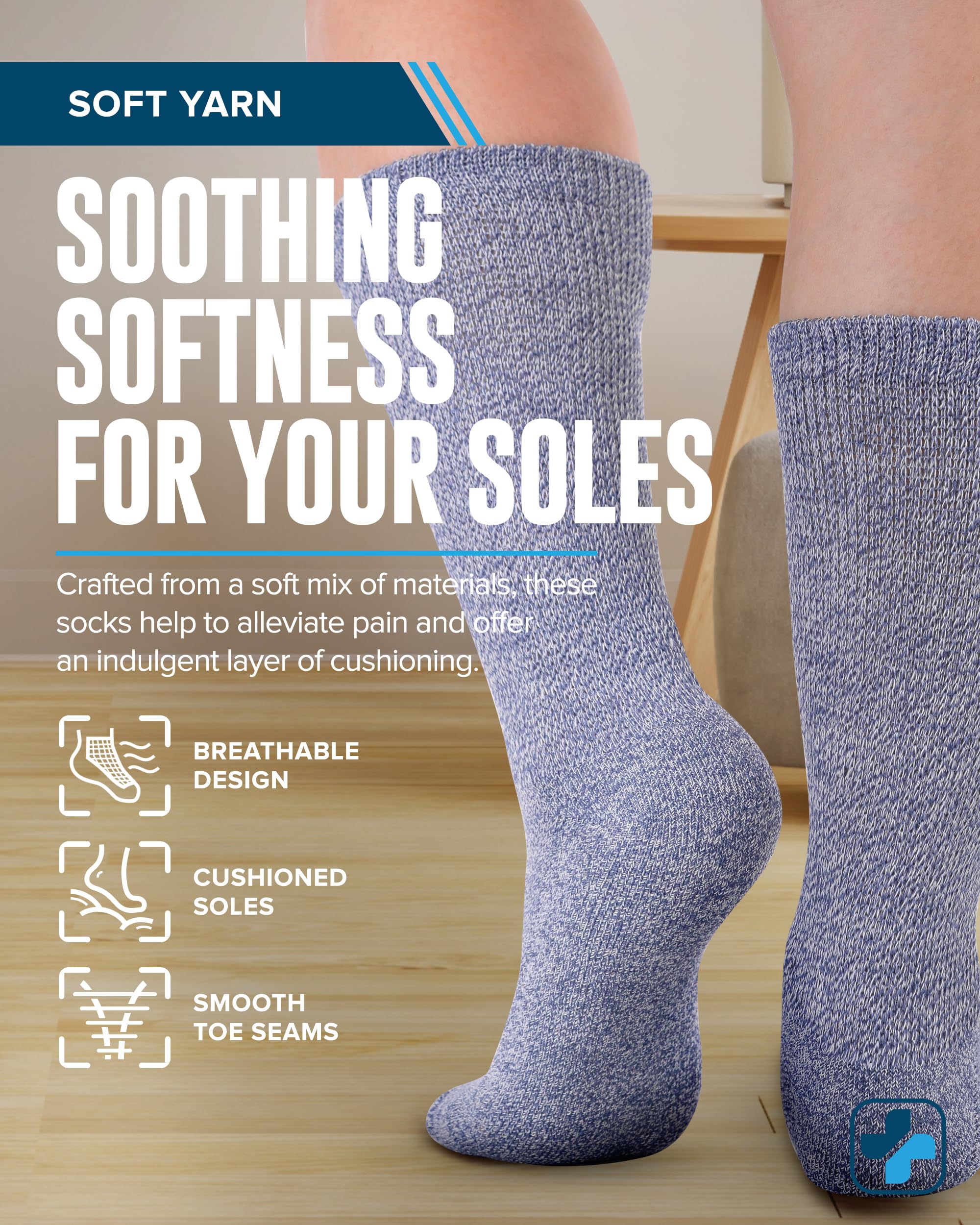 Doctor's Select Diabetic Socks for Men & Women - 4 Pairs Neuropathy Relief Socks | Circulation & Comfort Socks for Diabetics | Ideal for Daily Wear, Travel & Diabetic Foot Care