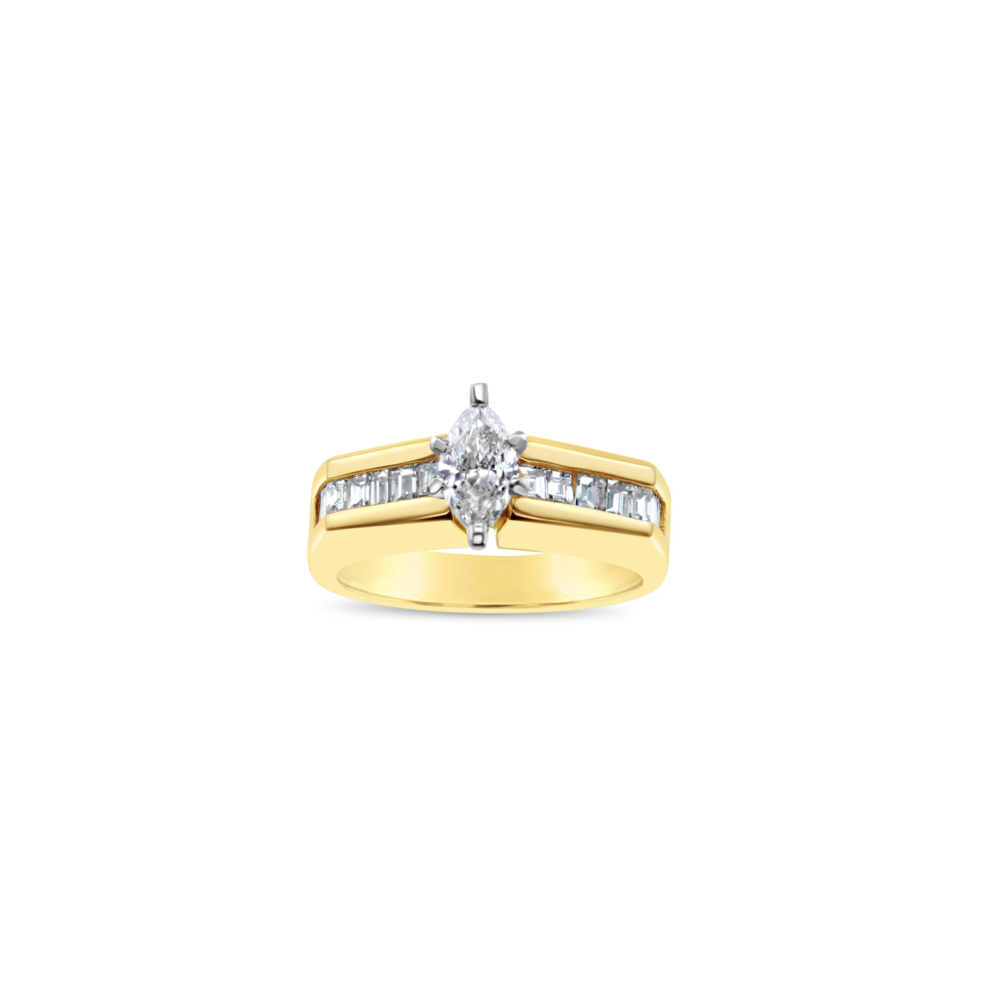 1 Carat Marquise Cut Diamond Engagement Ring with Baguette Side Stones - Perfect for Proposals, Anniversaries & Special Occasions