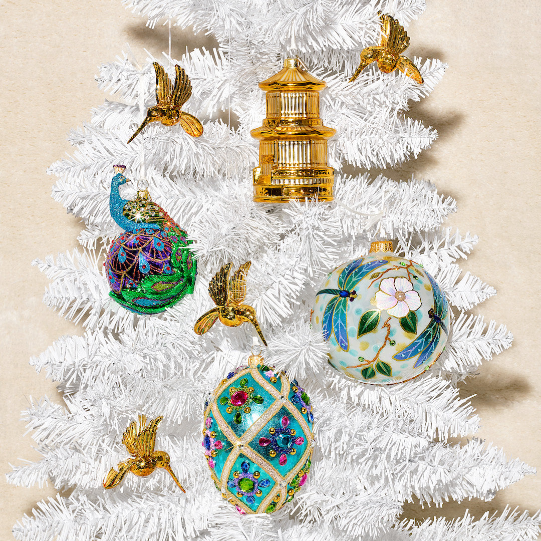 Exquisite Dragonfly & Cherry Blossom Glass Ball Ornament - Elegant Home Decor for Christmas Tree, Wedding Centerpiece, and Spring Party Decorations