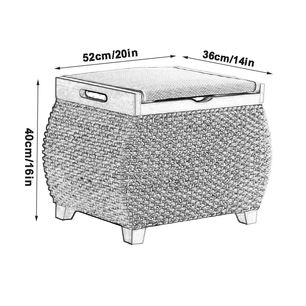Handmade Woven Wicker Storage Ottoman Bench with Lid - Rattan Storage Organizer Box for Living Room, Bedroom & End of Bed - Multi-Functional Storage Chest Trunk (Brown) | Perfect for Home Organization, Extra Seating & Stylish Decor
