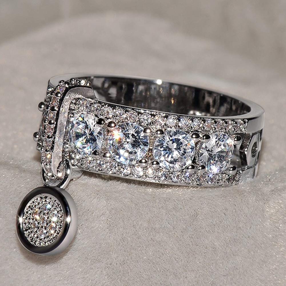 Elegant Glitter Rhinestone Silver Ring for Women - Size US 6 | Wedding, Engagement, Anniversary Jewelry Gift | Perfect for Parties, Date Nights & Special Occasions