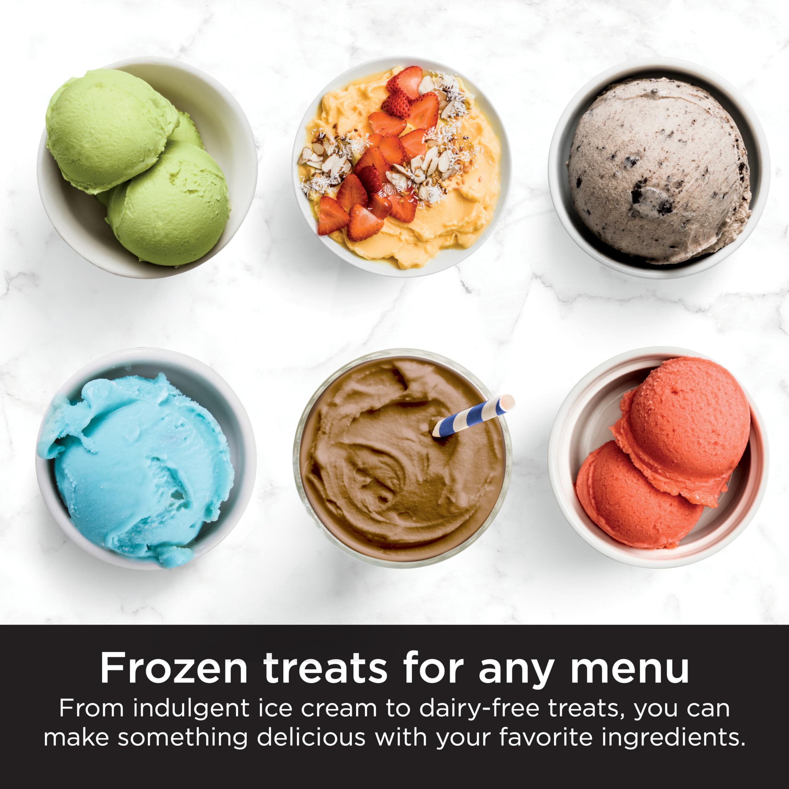 Ninja NC301 CREAMi Ice Cream Maker - 7 One-Touch Programs for Gelato, Sorbet, Milkshakes, Smoothie Bowls & More with 2 Pint Containers & Lids | Compact Frozen Dessert Machine for Home, Kitchen, Parties & Kids | Silver