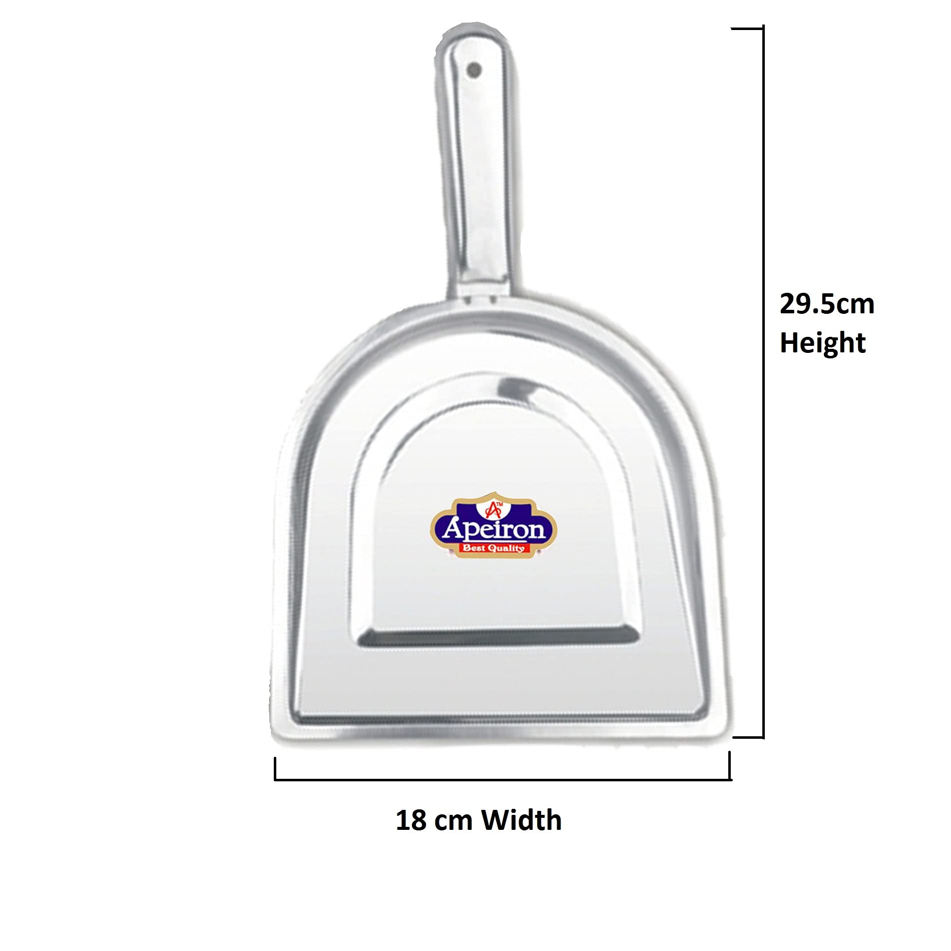 Apeiron Stainless Steel Cleaning Dustpan - Oval Design, Silver, 29.5cm for Kitchen, Garden & Office Use | Perfect for Hard Floors, Pet Hair & Outdoor Cleaning | Pack of 1