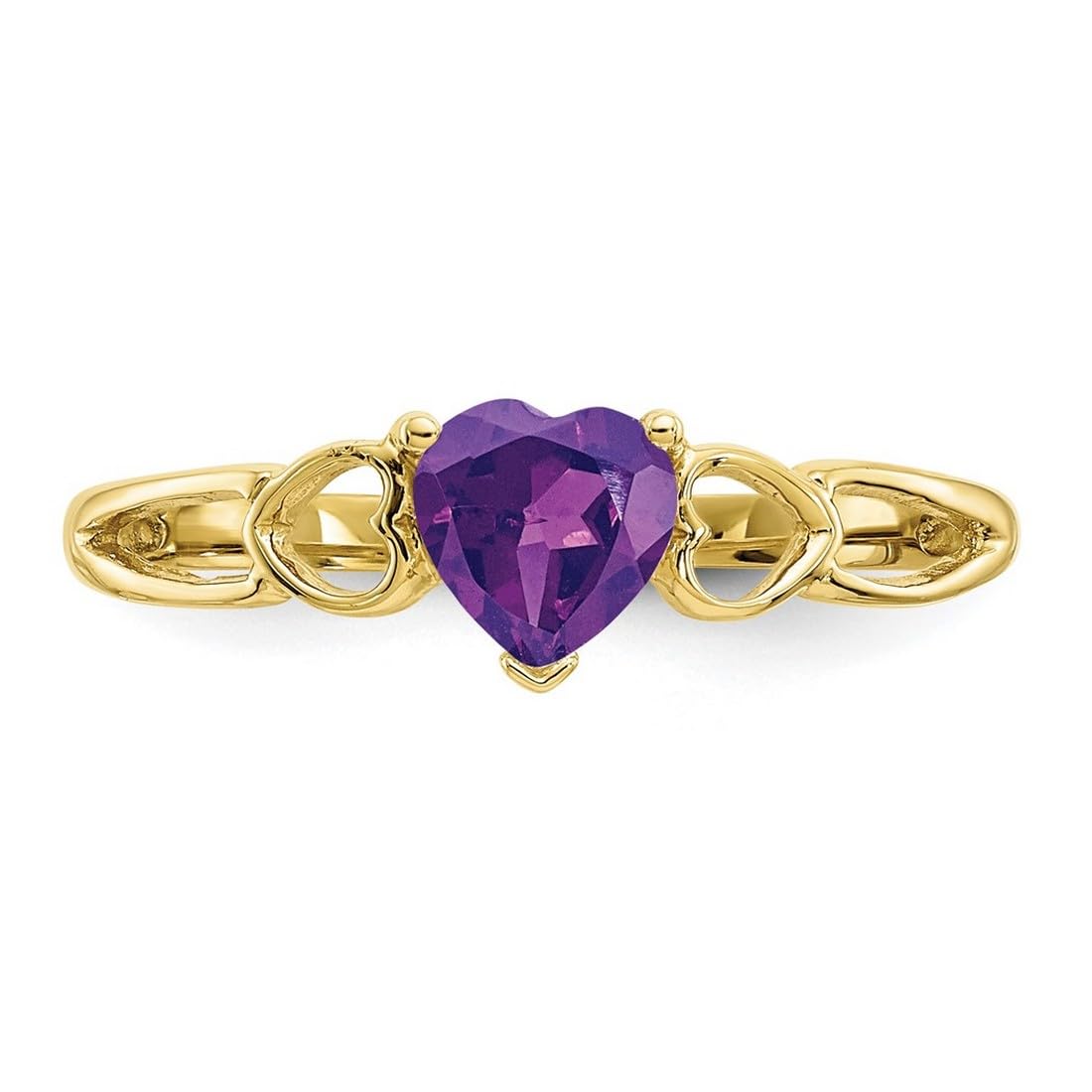 10K Yellow Gold Polished Amethyst Ring for Women - Size 6 | Elegant Purple Gemstone Jewelry for Engagement, Anniversary & Special Occasions