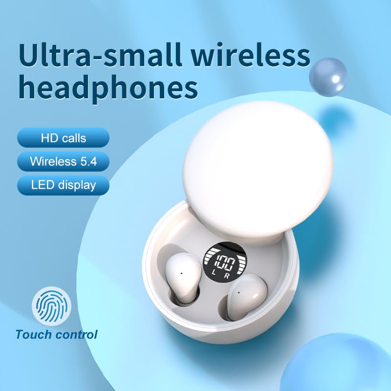 Mini Invisible Bluetooth Earbuds - Wireless Earbuds with Premium Sound, Auto Pairing & Ergonomic Design for Gym, Running & Work | Noise Cancelling Headphones