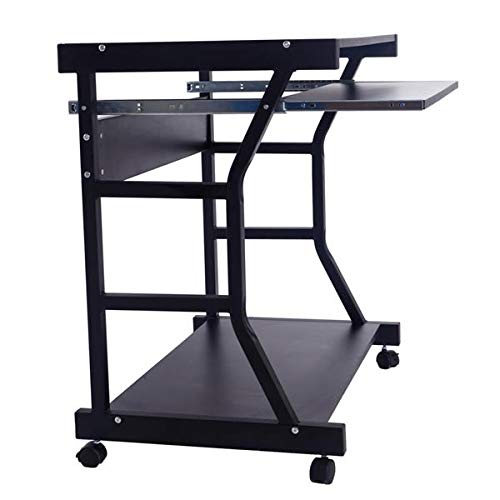Ergonomic Home Office Computer Desk with 4-Wheel Casters, Drawers & Storage Shelf - Space-Saving Workstation for Small Spaces | Perfect for Remote Work, Online Classes & Gaming Setup