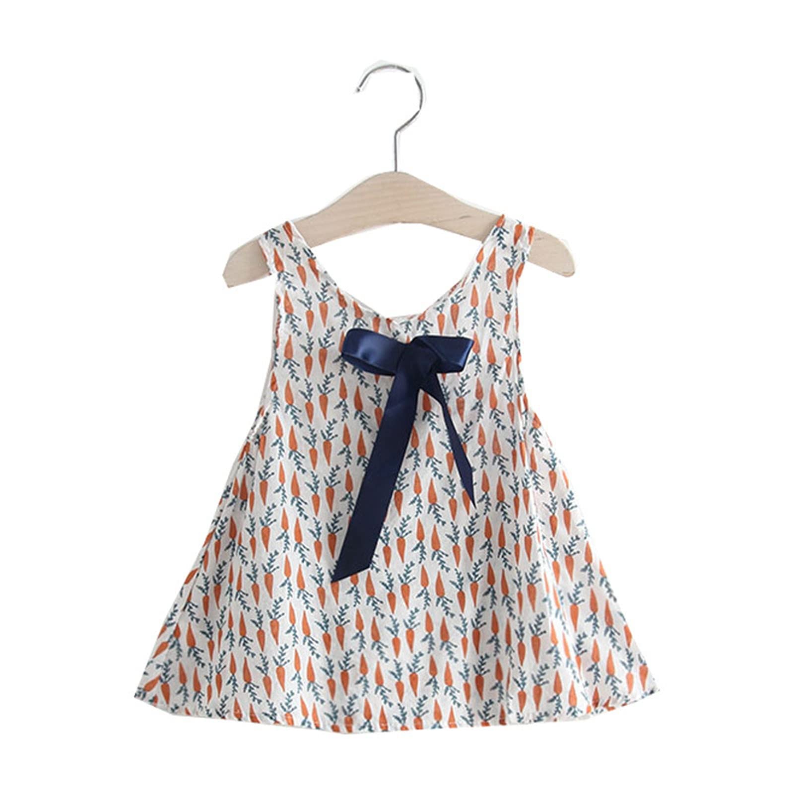 Toddler Girls' Floral Princess Dress - Sleeveless Summer Outfit for Baby Boys & Girls (Orange, 3-4 Years) - Perfect for Beach, Party & Casual Wear