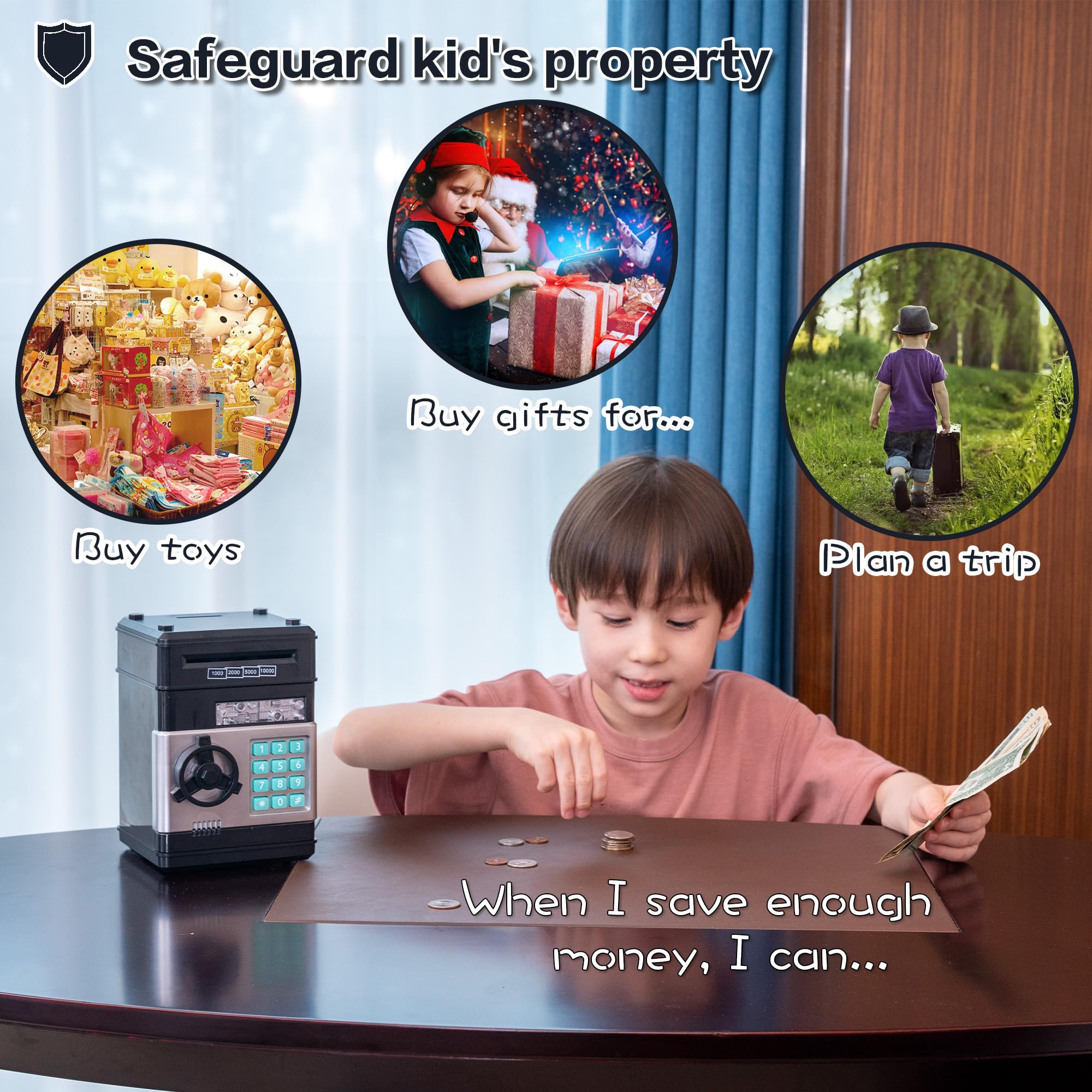Electronic ATM Piggy Bank for Kids - Digital Money Safe with Password & Code Lock, Real Coin Bank for Boys & Girls | Perfect for Birthday Gifts, Allowance Savings & Financial Education