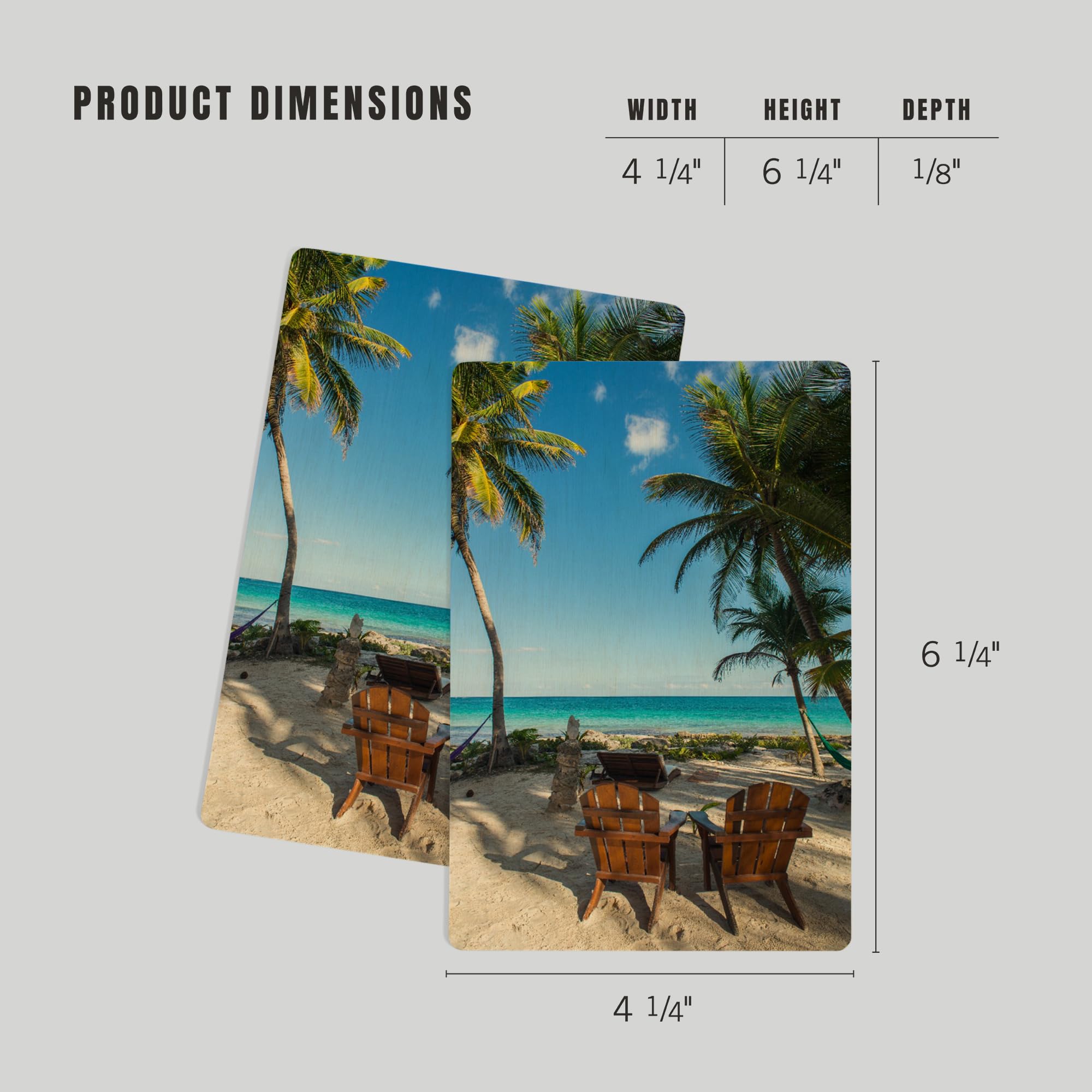 4x6 Birch Wood Postcards - Beach Chairs & Palms Design (2-Pack Stationery Set) for Rustic Home Wall Decor | Perfect for Beach House, Coastal Living Room & Vacation Theme Decorations