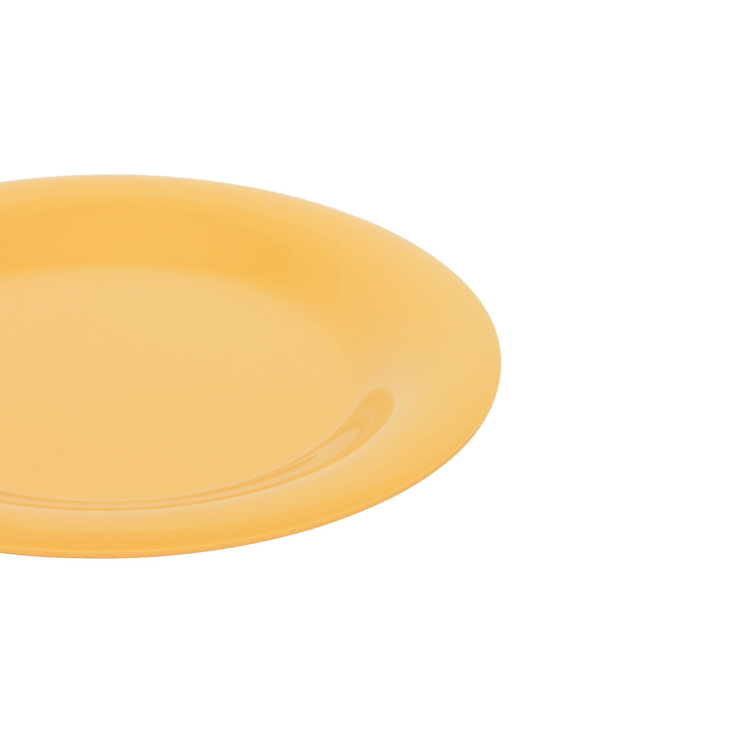 Vibrant Yellow Melamine Dinnerware Set - 9 Inch Round Plates with Wide Rim (Set of 12) - Durable & Stylish for Outdoor Dining, Picnics, and Party Serving