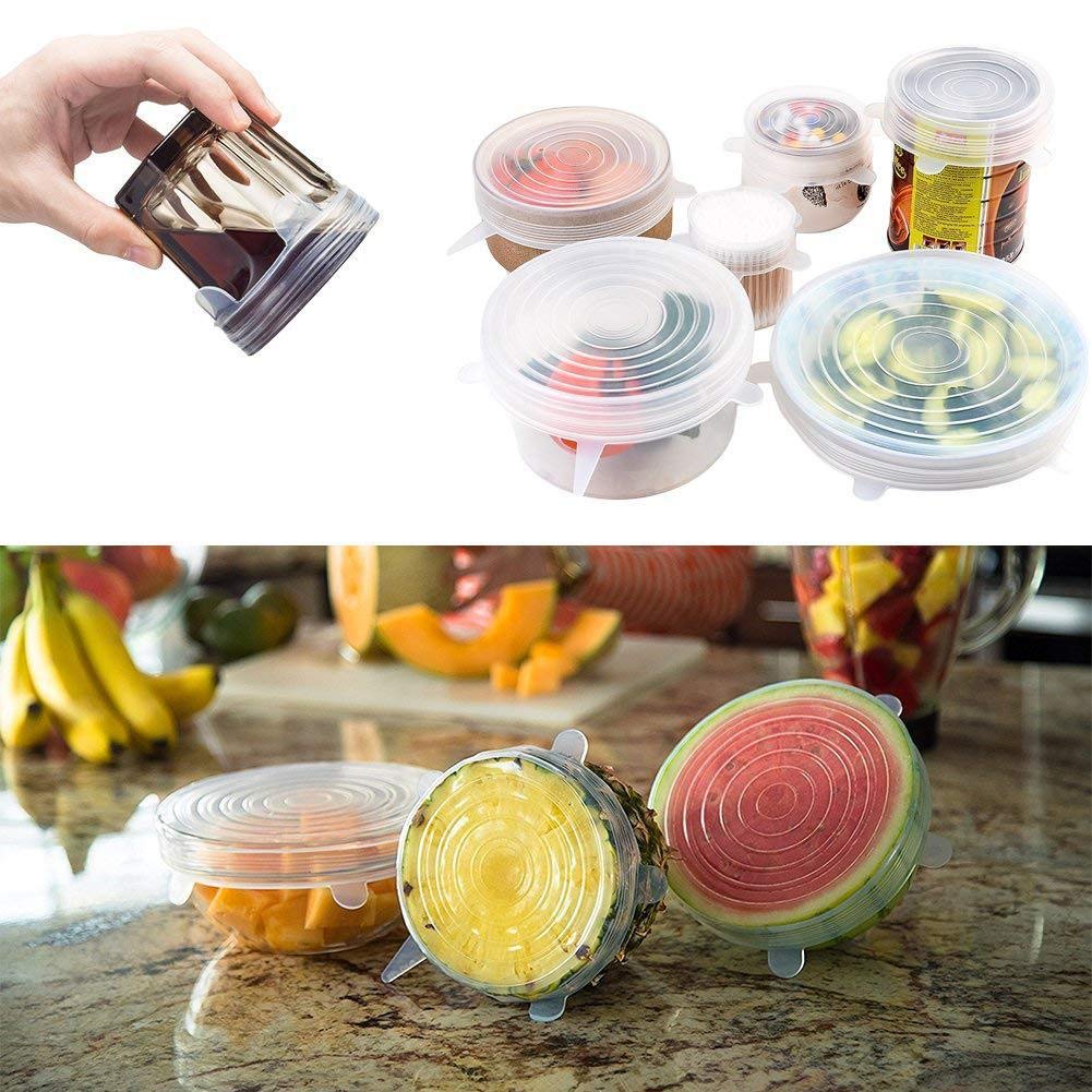 **Reusable Silicone Stretch Lids & Bowl Covers – 12-Pack Food Saver Set (6 Sizes) for Fresh Storage – Fits Various Kitchen Containers – Perfect for Meal Prep, Leftovers & Refrigerator Organization**