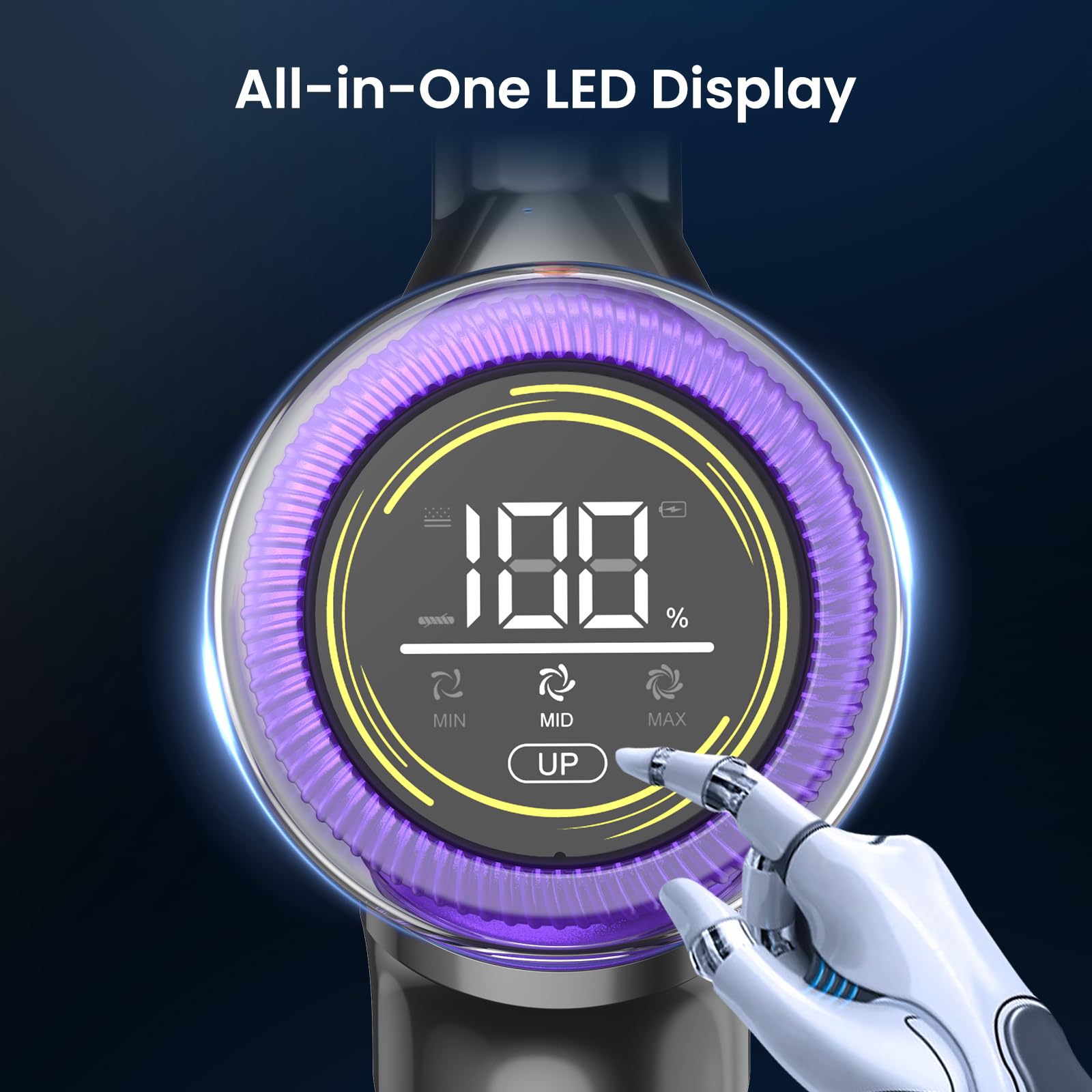 Powerful 45Kpa/550W Cordless Vacuum Cleaner with Touch Display - 50 Min Runtime, 1.5L Dust Cup & Anti-Tangle Brush - Lightweight Stick Vacuum for Hard Floors, Carpets & Pet Hair - Perfect for Quick Cleanups & Deep Cleaning in Homes with Pets
