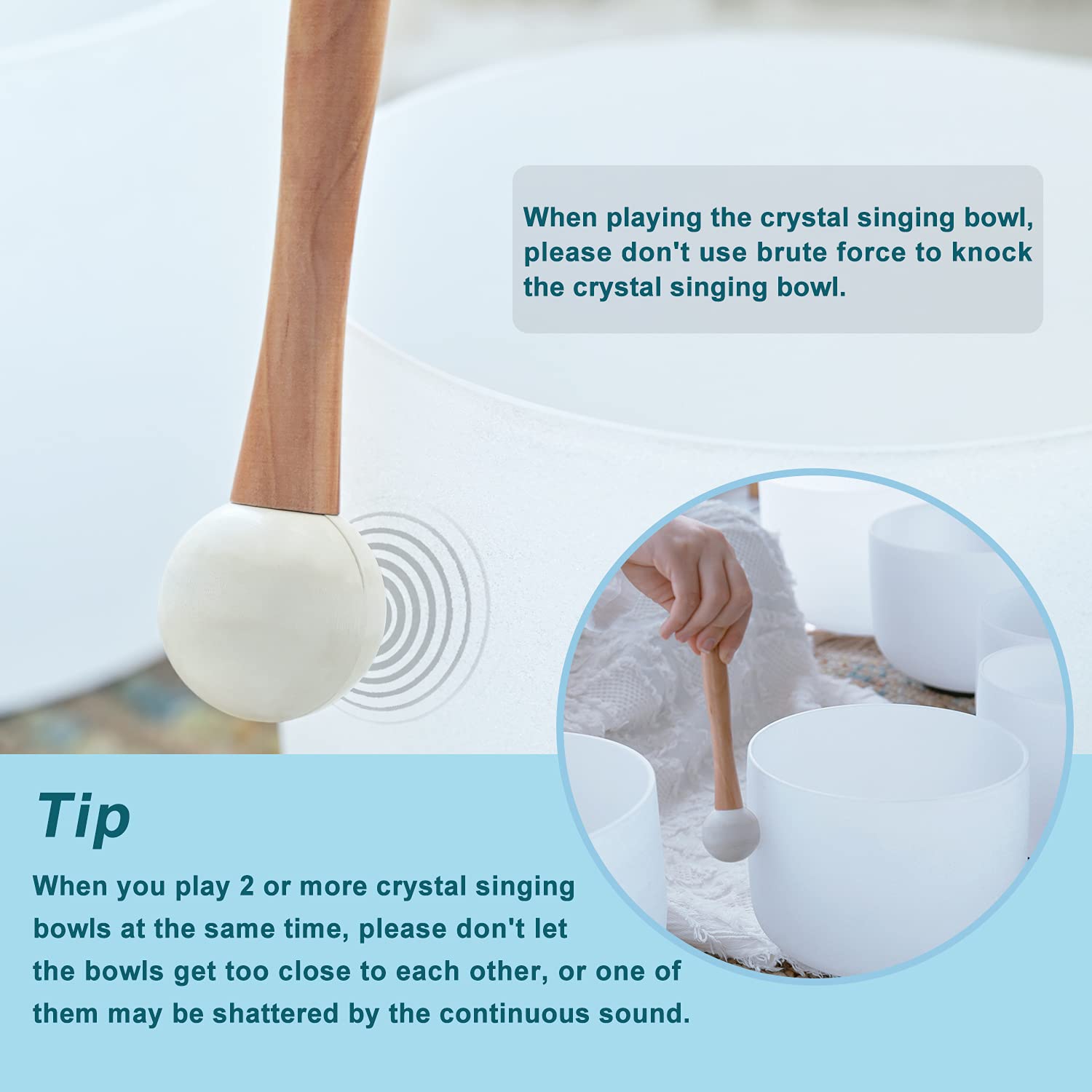 440Hz 8 Inch A Note Frosted Quartz Crystal Singing Bowl - Third Eye Chakra Meditation, Sound Healing Therapy Instrument with Mallet, O-Ring & Carrying Bag for Yoga, Reiki, Mindfulness & Sound Bath Sessions