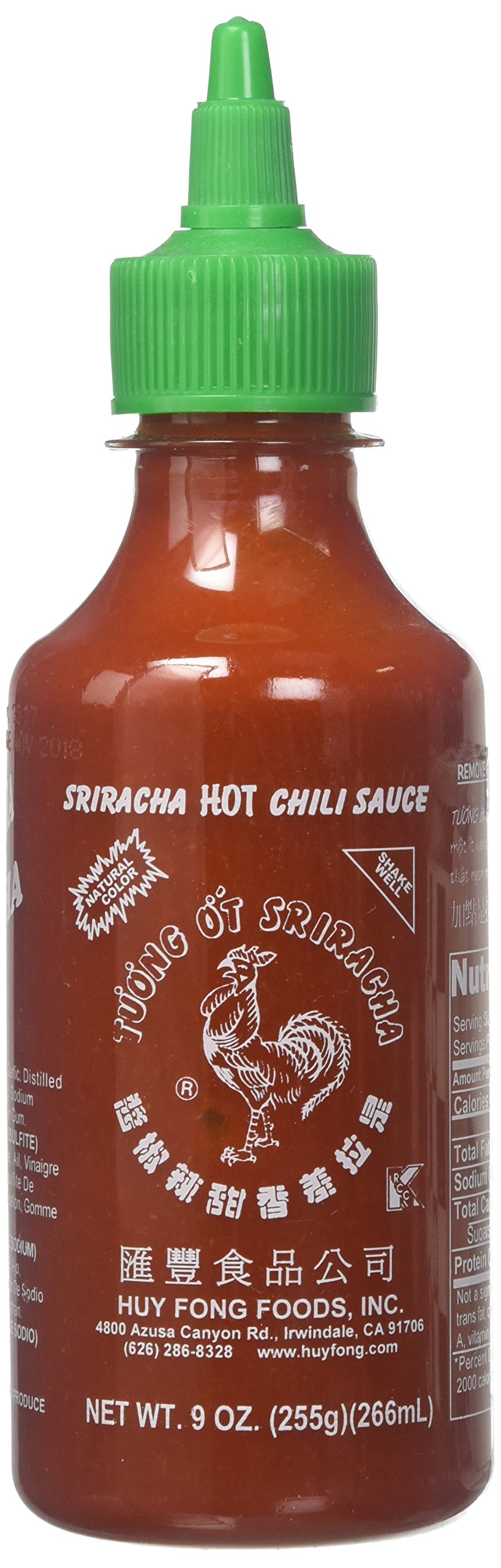 Huy Fong Sriracha Hot Chili Sauce - 9oz Bottle (Pack of 10) | Spicy Asian Chili Garlic Sauce for Cooking, Pho, Noodles & More