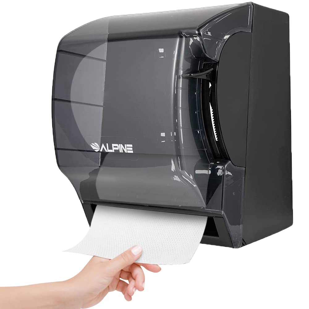 Alpine Wall Mount Paper Towel Dispenser - Commercial Grade Roll Paper Hand Towel Holder for Long Term Use - Elegant Bathroom & Kitchen Organizer - Transparent Black Design | Perfect for Restaurants, Offices & Home Use