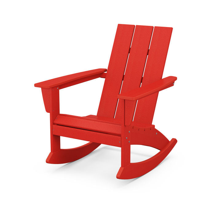 POLYWOOD Modern Adirondack Rocking Chair - Durable Outdoor Furniture for Patio, Garden & Poolside Relaxation | All-Weather Resin Wicker Design | Comfortable Rocking Motion | Perfect for Backyard, Deck or Porch