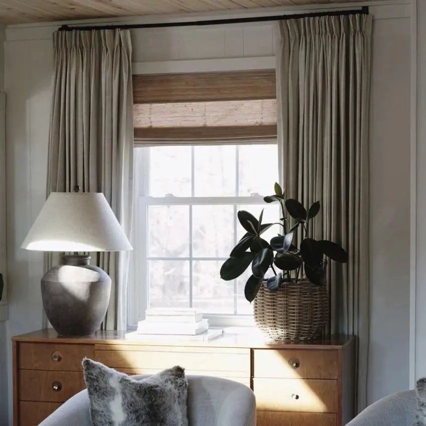 Luxury Linen Cotton Pleated Curtains - Blackout Drapes for Living Room & Bedroom - Elegant Home Decor Window Treatments