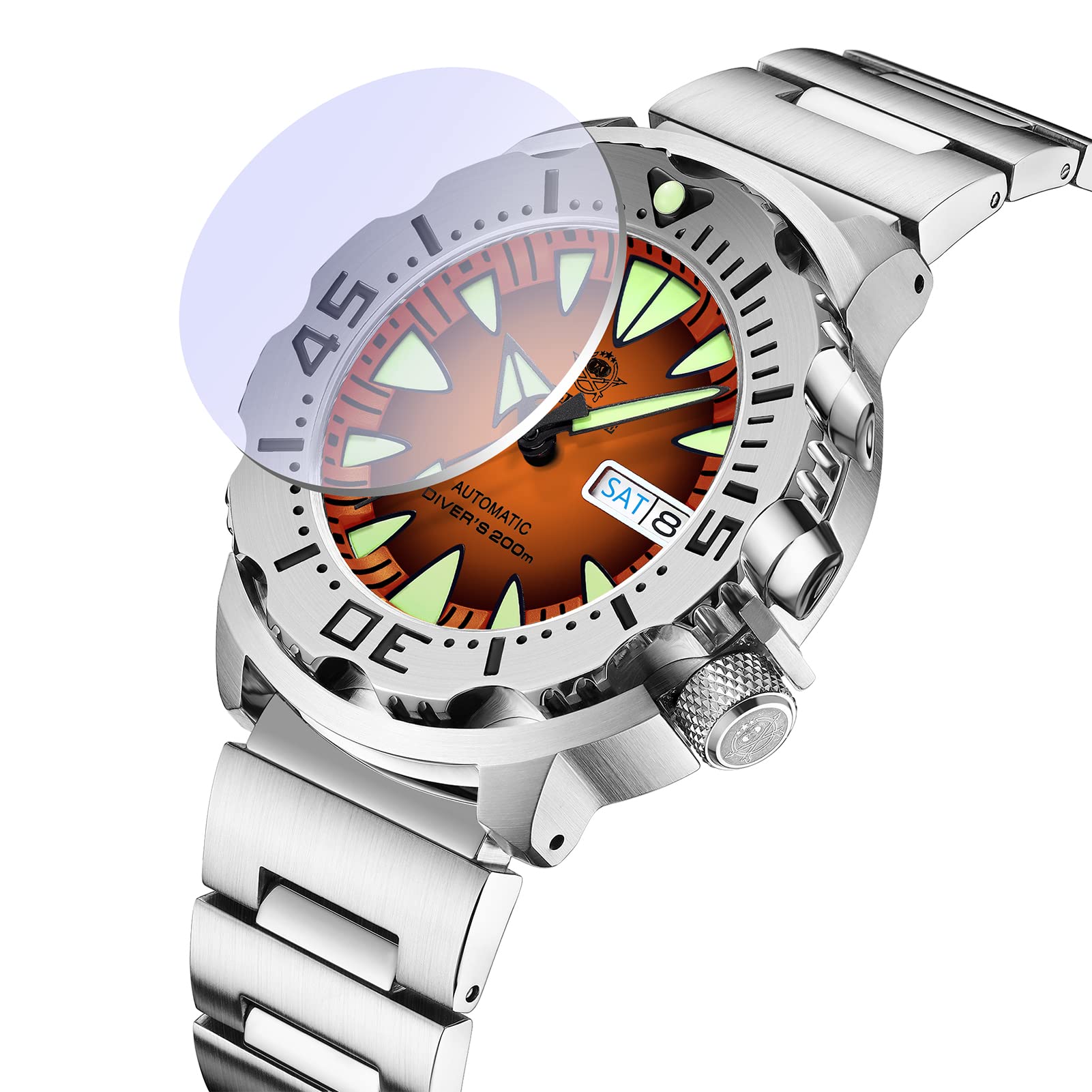 ADDIESDIVE Men's Automatic Diver Watch - 200M Water Resistant, Stainless Steel Case, Synthetic Sapphire Crystal - Perfect for Swimming, Diving & Everyday Wear