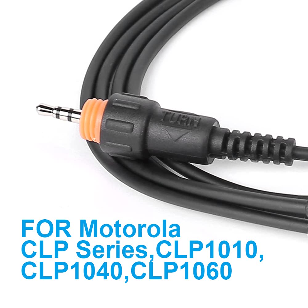 3.5mm C-Shape Walkie Talkie Earpiece with PTT Mic - Compatible with Motorola CLP1010/1040/1060 Two-Way Radios - Secure & Comfortable Radio Headset for Security Guards, Event Staff & Construction Workers