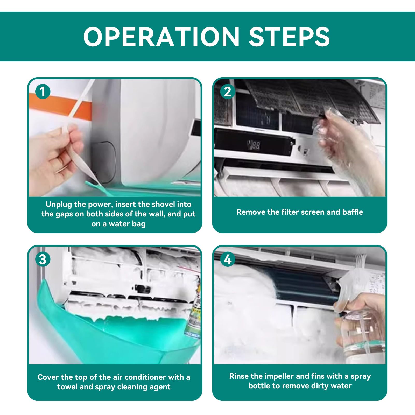 Split Air Conditioner Cleaning Cover Kit - Waterproof Dust & Washing Protector Bag with Hose for Wall Mounted AC | Indoor & Outdoor Use for Home & Office Maintenance