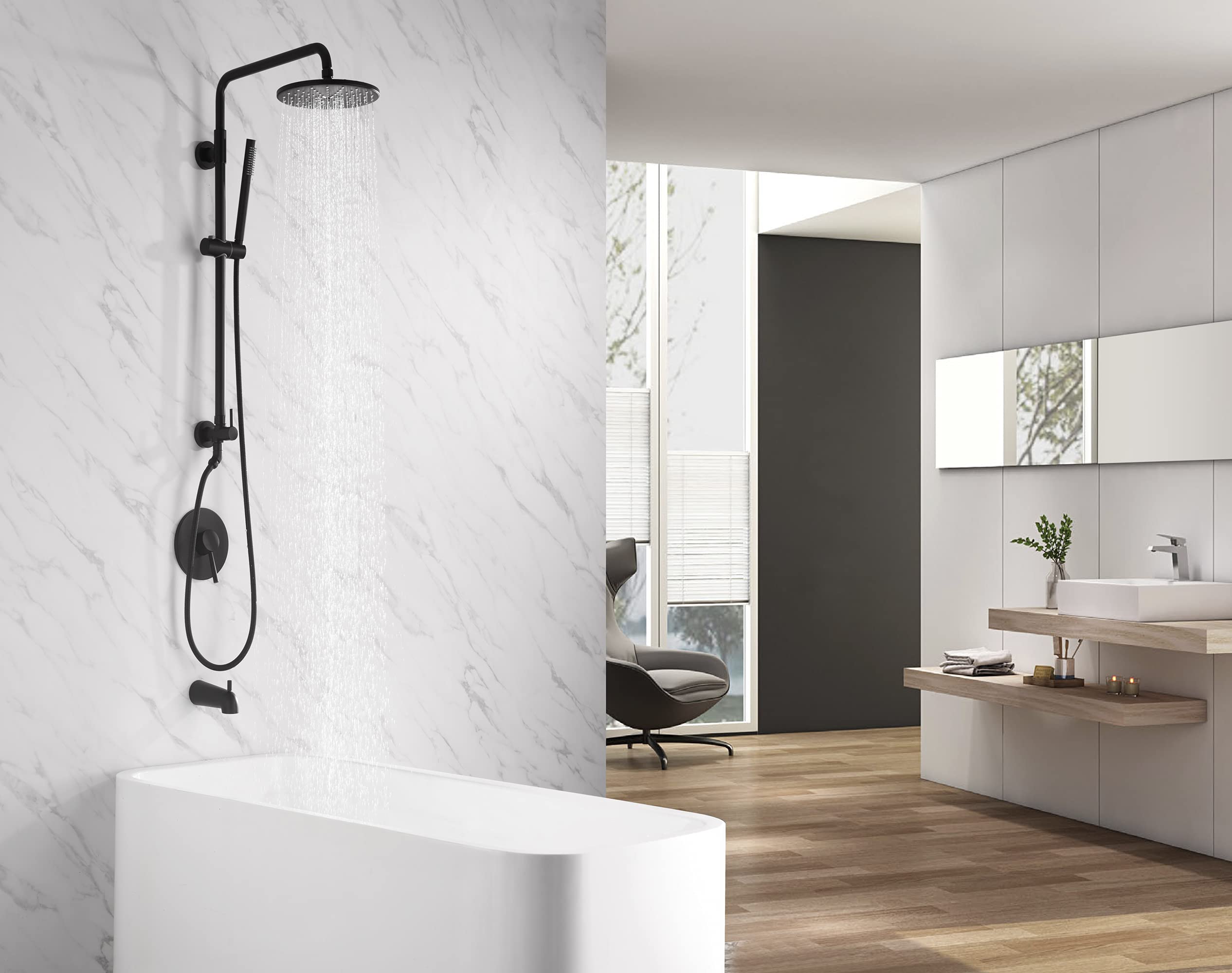 Premium Black Hand Shower System with 9 Inch Rain Shower Head - 2.5GPM (1.8GPM Option) for Bathroom Remodel - Perfect for Spa-Like Showers, Relaxation & Modern Home Upgrades