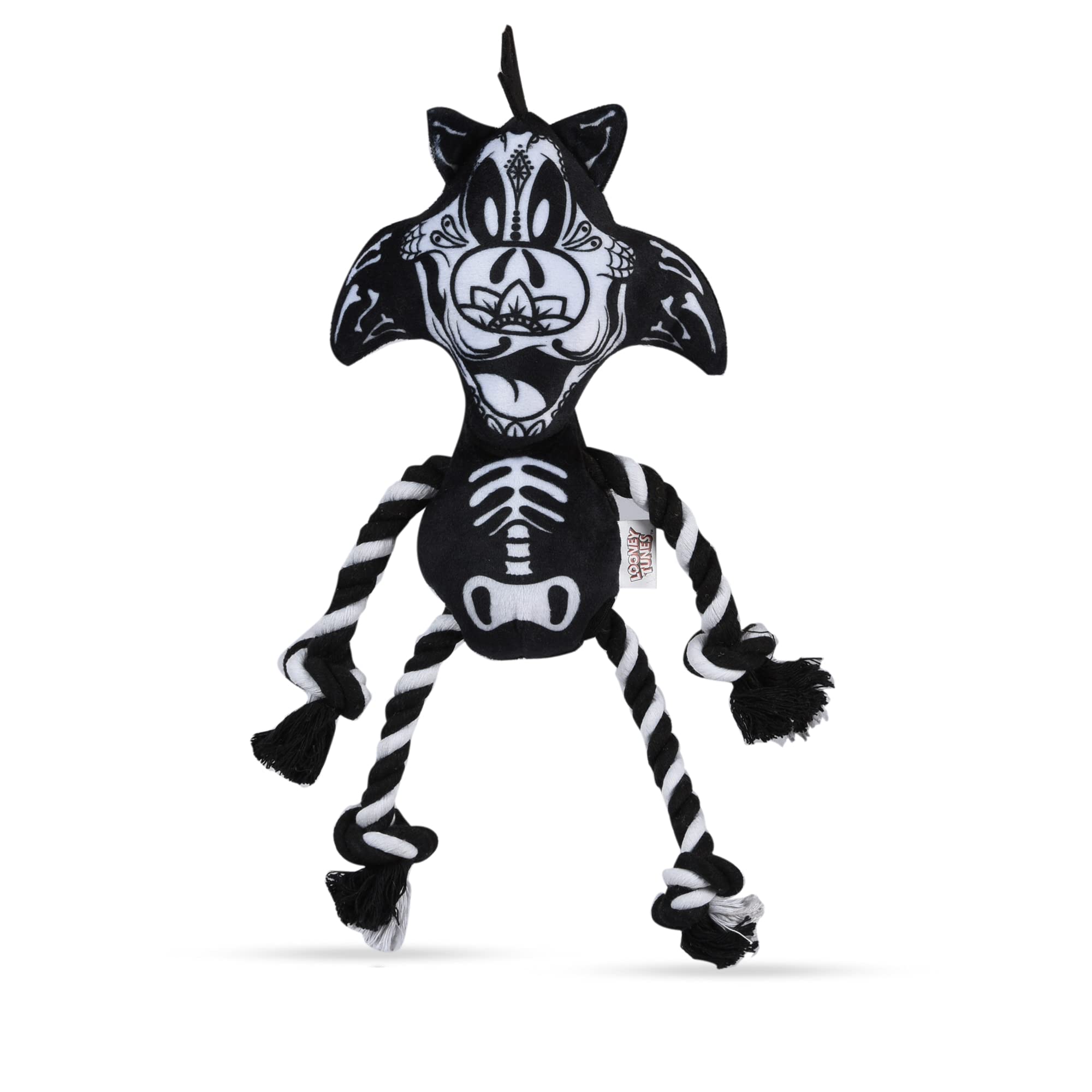 Looney Tunes Sylvester The Cat Halloween Squeaky Rope Dog Toy - 9 Inch Plush Chew Toy for Small & Medium Dogs | Interactive Play & Dental Health | Perfect for Halloween, Training & Playtime