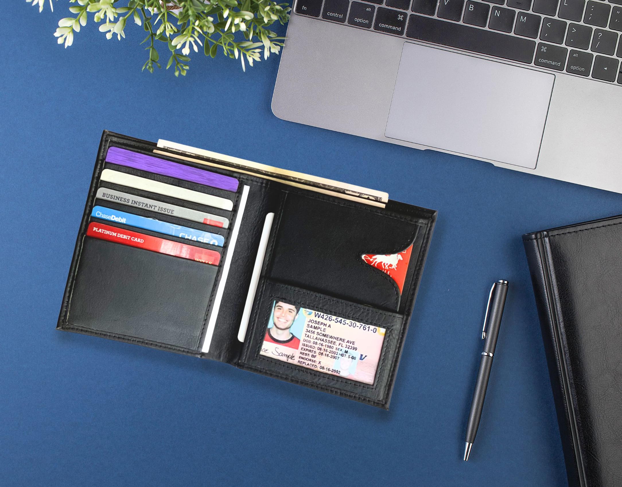Genuine Leather Bifold Wallet for Men - Slim Credit Card Holder with ID Window | Perfect for Everyday Use, Travel & Business