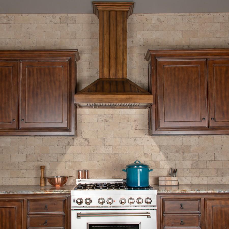ZLINE Rustic Light Wooden Wall Mount Range Hood - Modern Kitchen Ventilation for Home Cooking & Smoke Removal - Perfect for Farmhouse & Rustic Style Kitchens