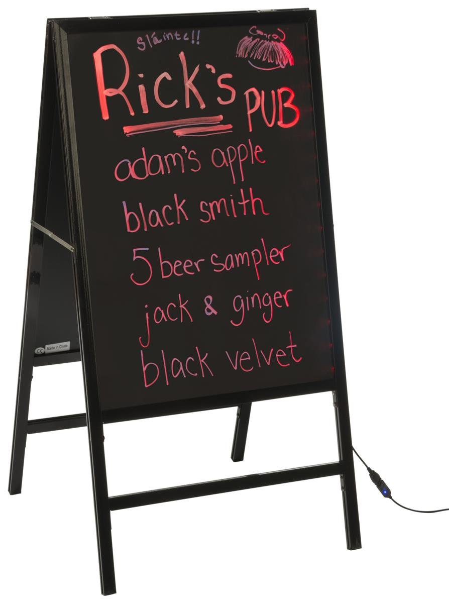 Displays2go Double-Sided A-Frame Chalkboard Sign - Black Aluminum Sidewalk Menu Board (BFTAF4021B) | Perfect for Restaurants, Cafés & Retail Stores Outdoor Advertising