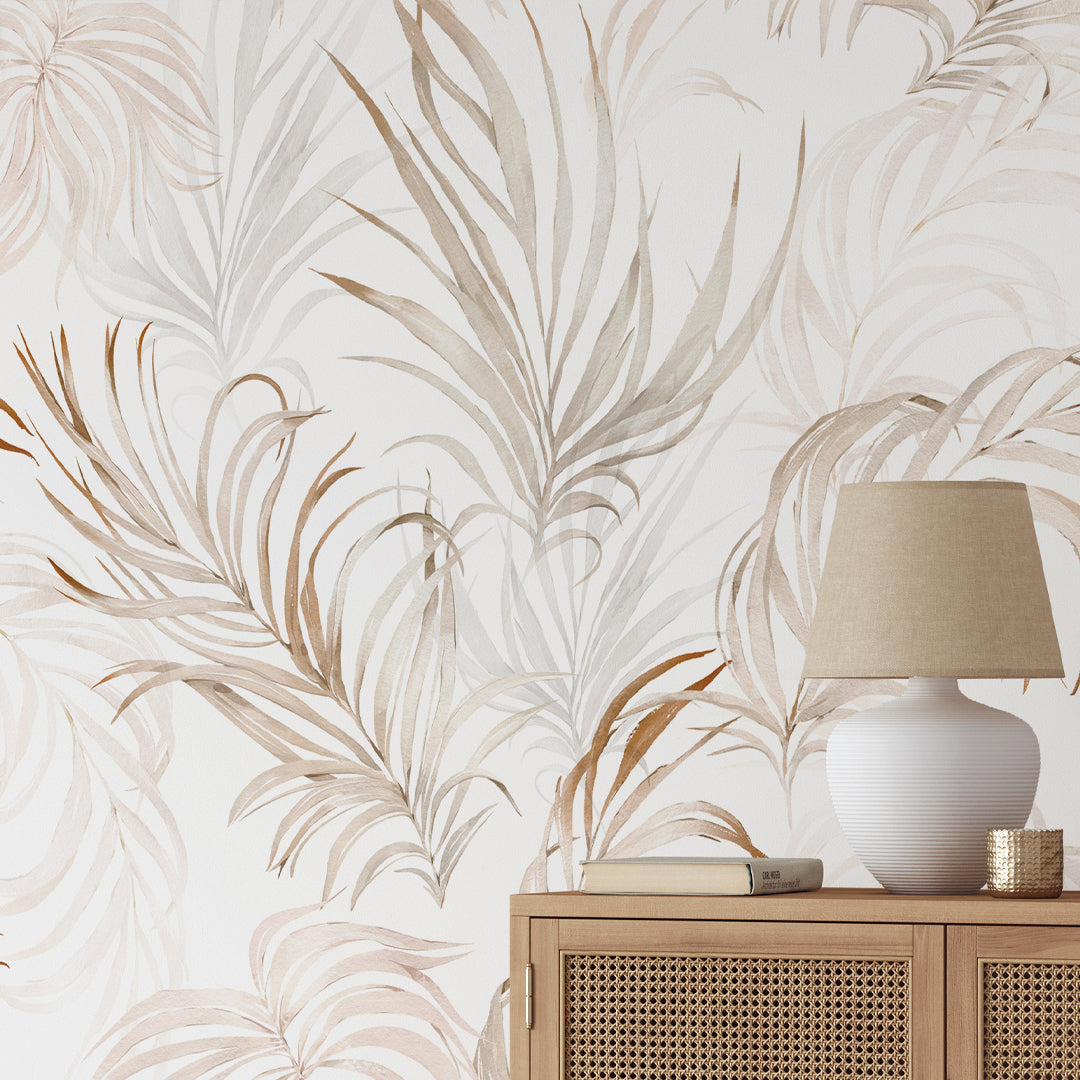 Tropical Palm Leaves Wallpaper W004 - Self-Adhesive Peel & Stick Wallpaper for Bedroom, Living Room, Bathroom - Waterproof & Removable Tropical Leaf Design
