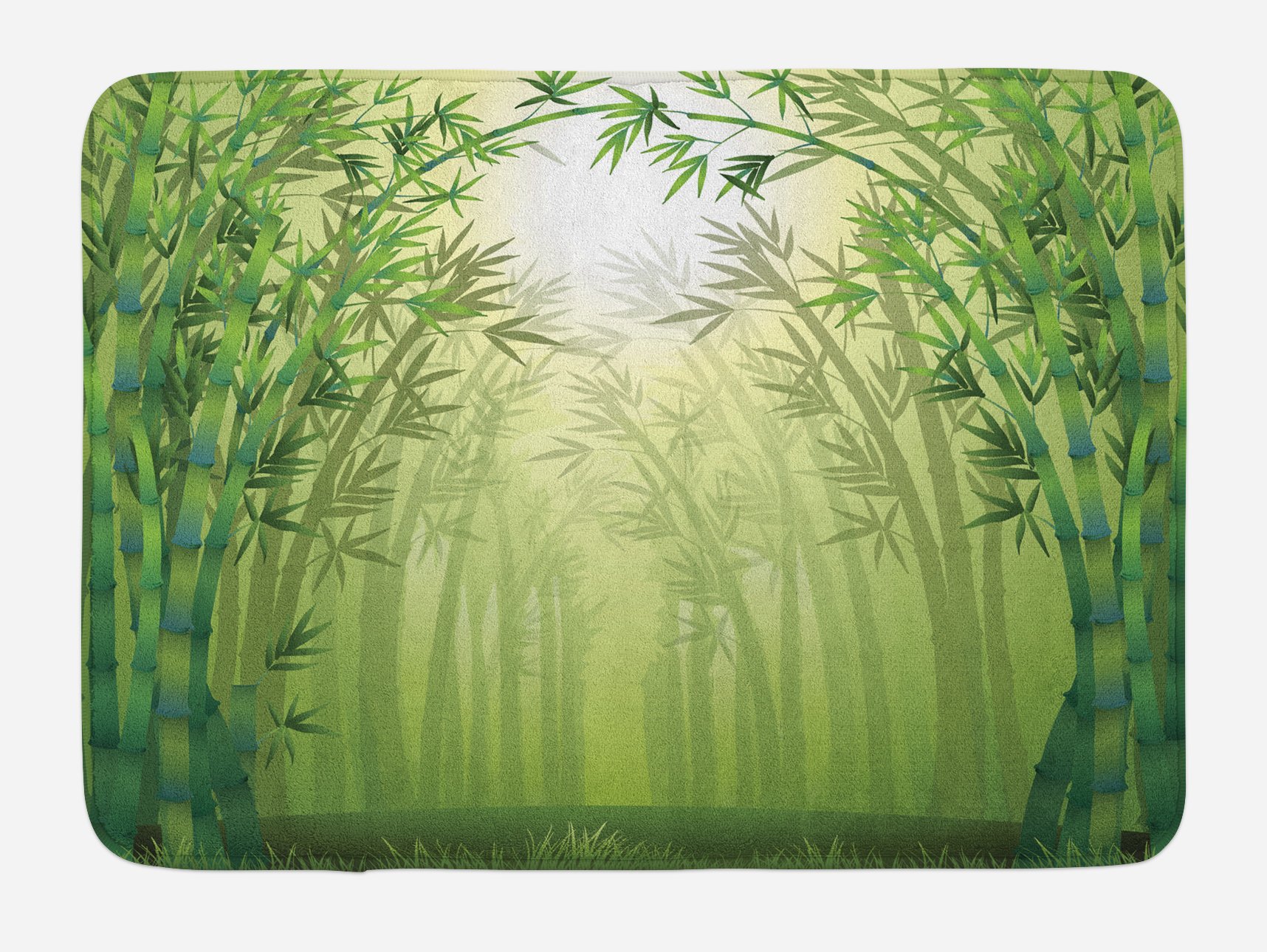 Ambesonne Plush Non-Slip Bath Mat - Tropical Rainforest Design with Exotic Trees & Far Eastern Wildlife, 30.2