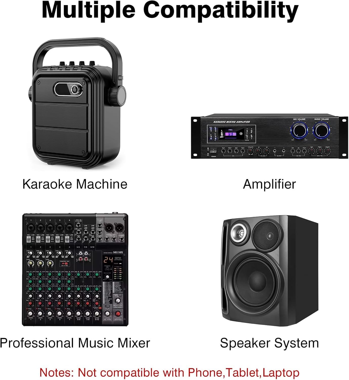 Professional UHF Wireless Microphone System - Dual Metal Handheld Dynamic Mics with 200ft Range for Karaoke, DJ, Church, Wedding & Events | Home KTV, Party & Meeting Use
