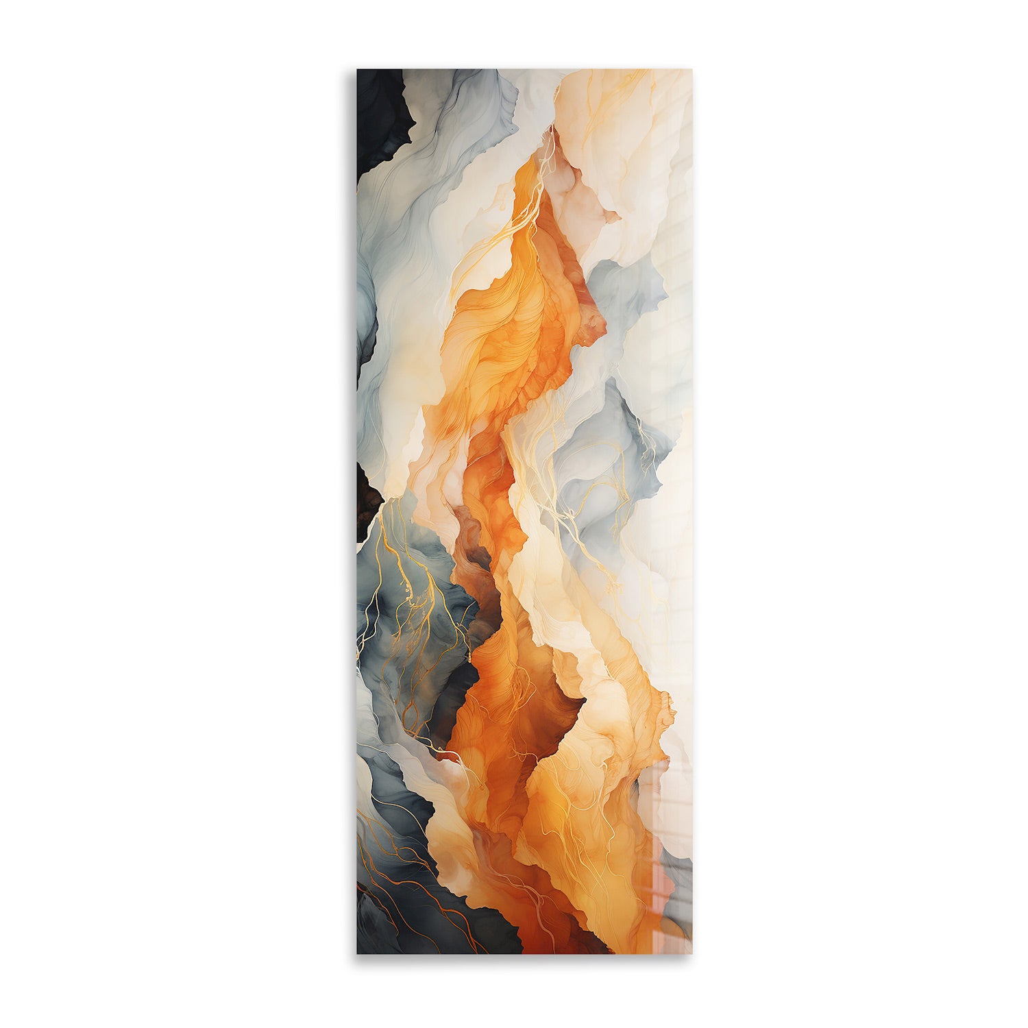 Golden Chaos Panoramic Wall Art - Modern Abstract Canvas Painting for Home & Office Decor - Perfect for Living Room, Bedroom, or Workspace