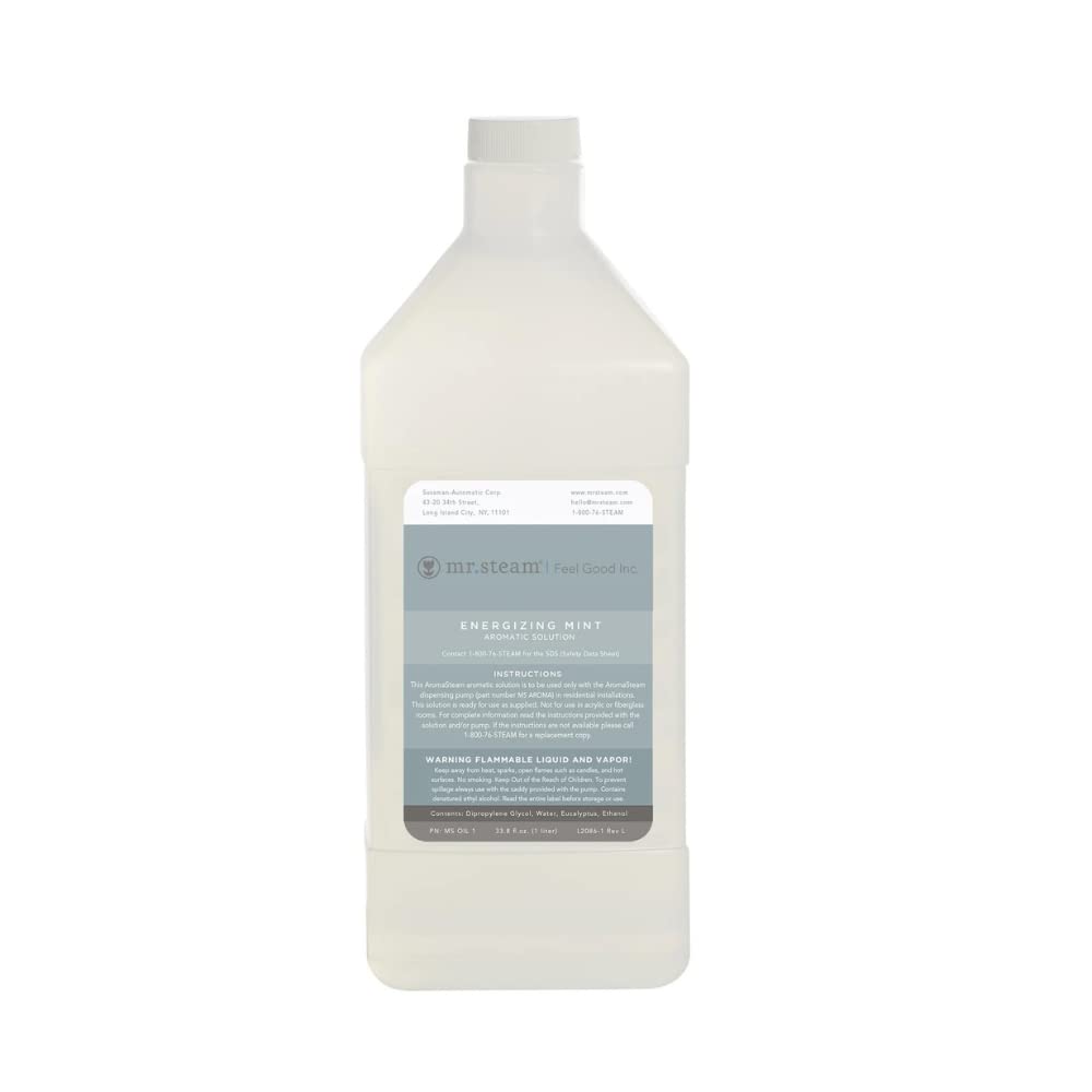 Mr. Steam Ms Oil4 Aromatherapy Essential Oils - 1 Liter (33 Oz) Energizing Mint Blend for Steam Showers & Spa Relaxation - Compatible with Aromasteam Systems Only