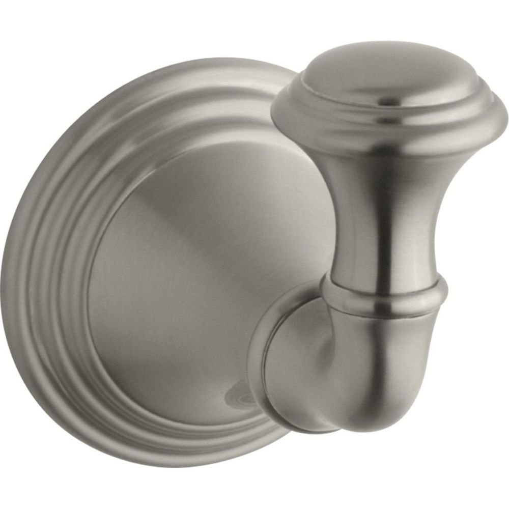 KOHLER 10555-BN Brushed Nickel Robe Hook - Elegant Bathroom & Bedroom Wall Hook for Towels, Robes & Clothes - Rust-Resistant & Durable Finish for Home Decor