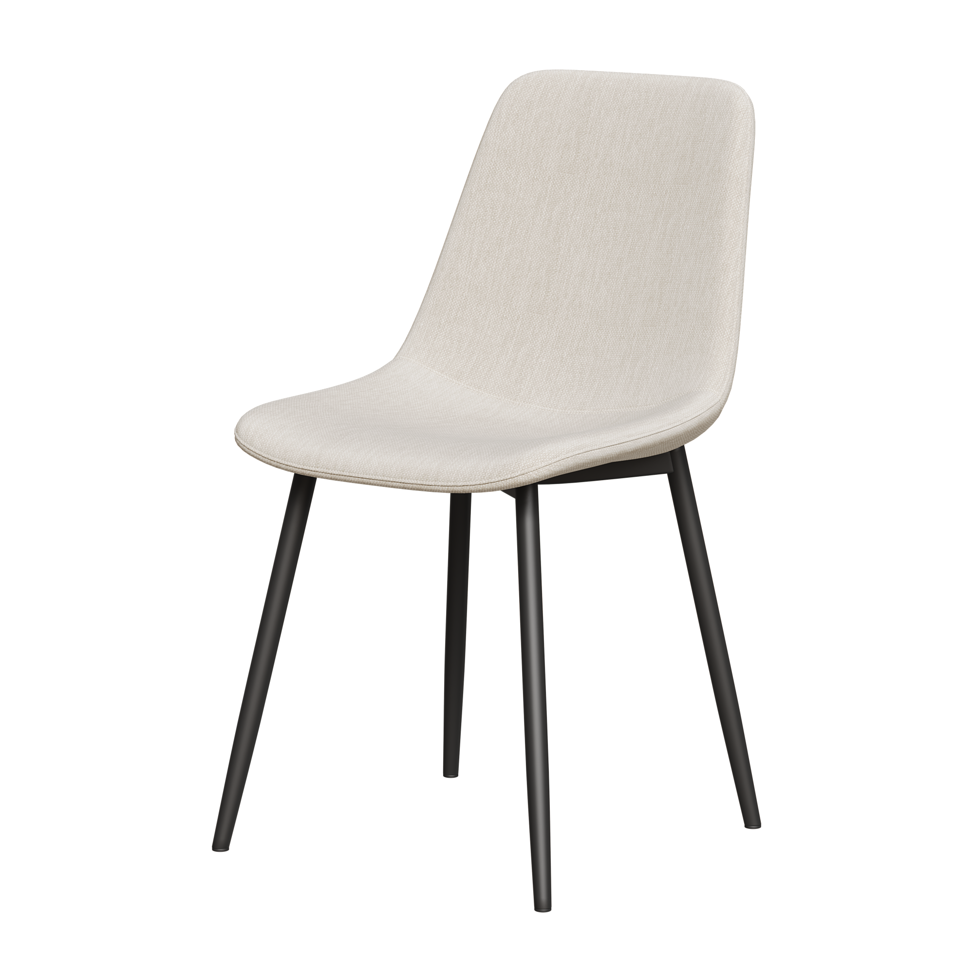 Modern Kitchen Dining Chairs Set of 4 - Linen Padded Seats with Sturdy Black Metal Legs (Beige) - Perfect for Home, Office, Restaurant & Cafe Use