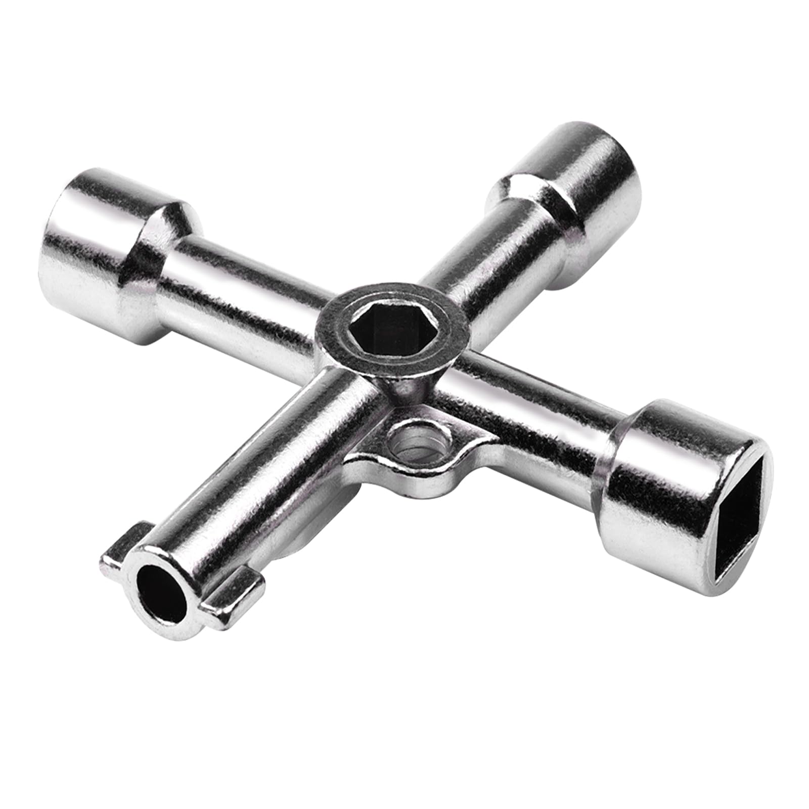 ATOPLEE 4 Way Utility Key for Faucet, Gas Meter & Electrical Cabinet - Triangle/Square/Panel Cross Key for Home & Industrial Use